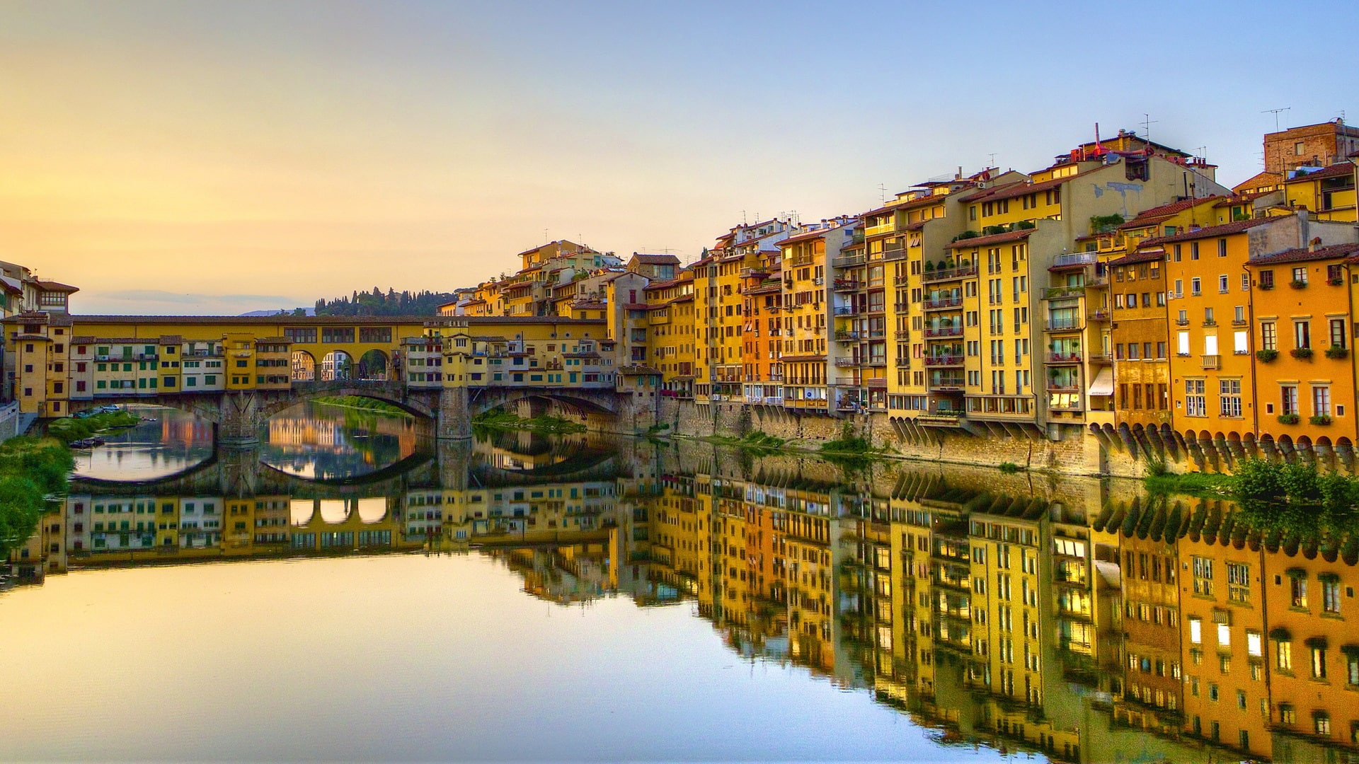 Arno, Houses, Italy, Corridor, Vasari, River, 1080P, Buildings, concrete, brown, Florence, building, HD Wallpaper