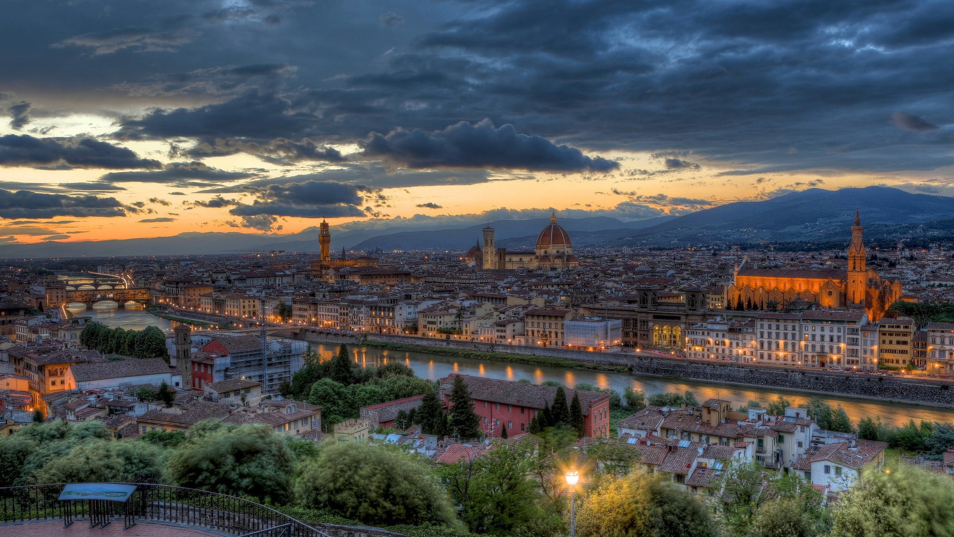 built Structure, plant, cloud - sky, cultures, tree, bridge - man made structure, hdr, italy, government, high angle view, dome, panoramic, urban Scene, HD Wallpaper