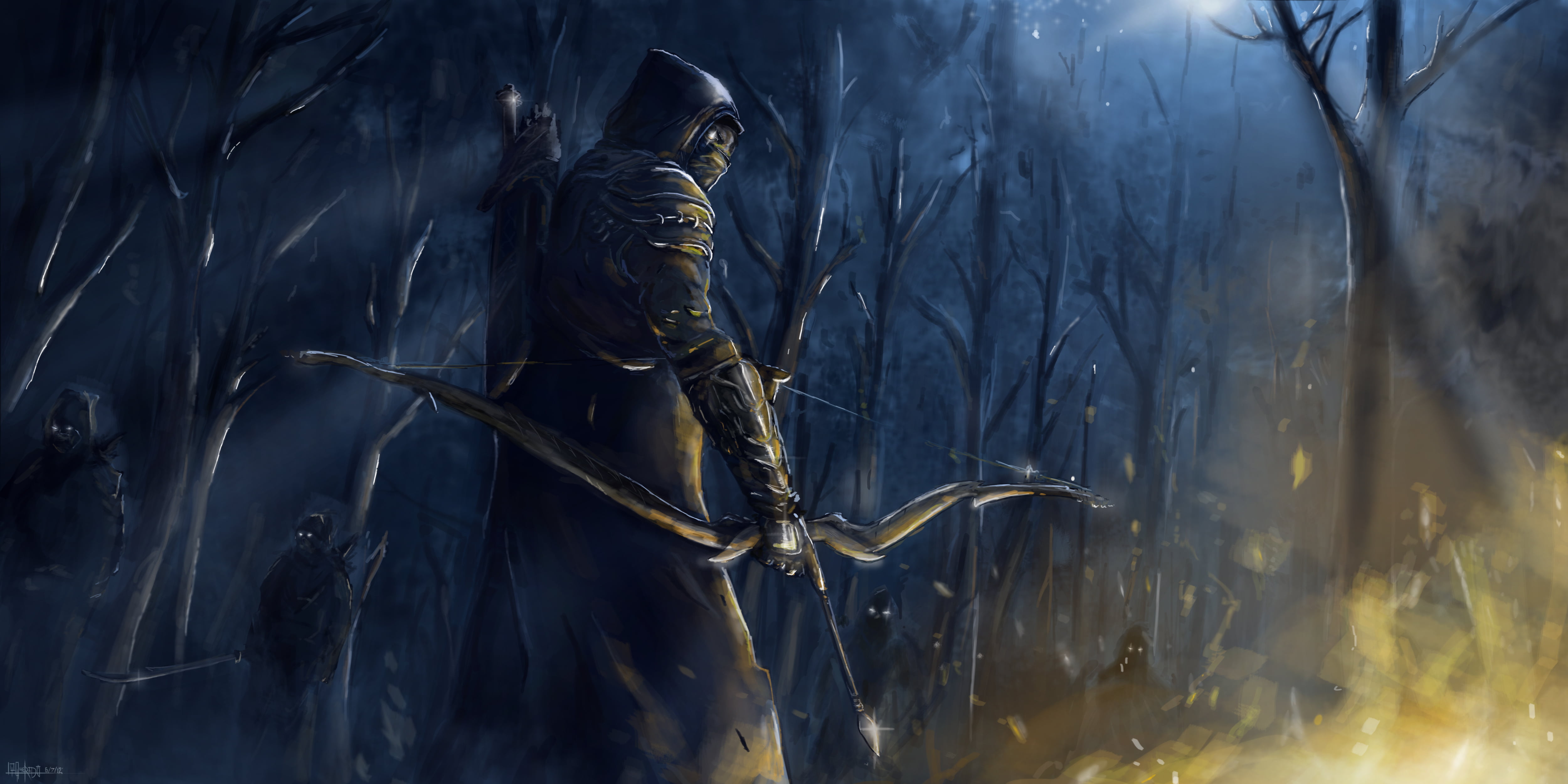 animals in the wild, night, winter, branch, mask, bird, art, danger, halloween, plant, The Elder Scrolls Online, bow, judgment Day - Apocalypse, mystery, HD Wallpaper