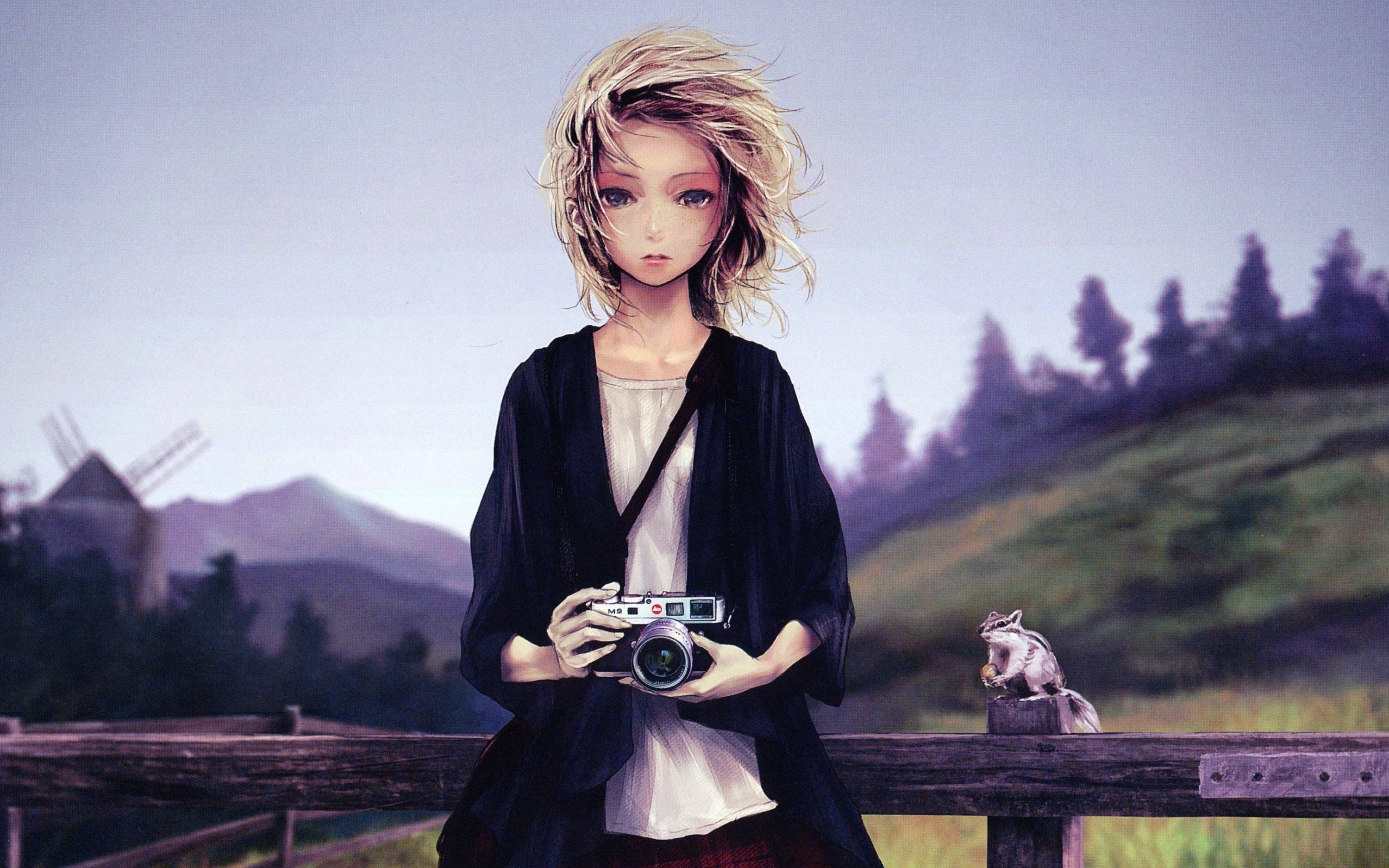 artwork, photographer, women, Leica, drawing, 2K, HD Wallpaper