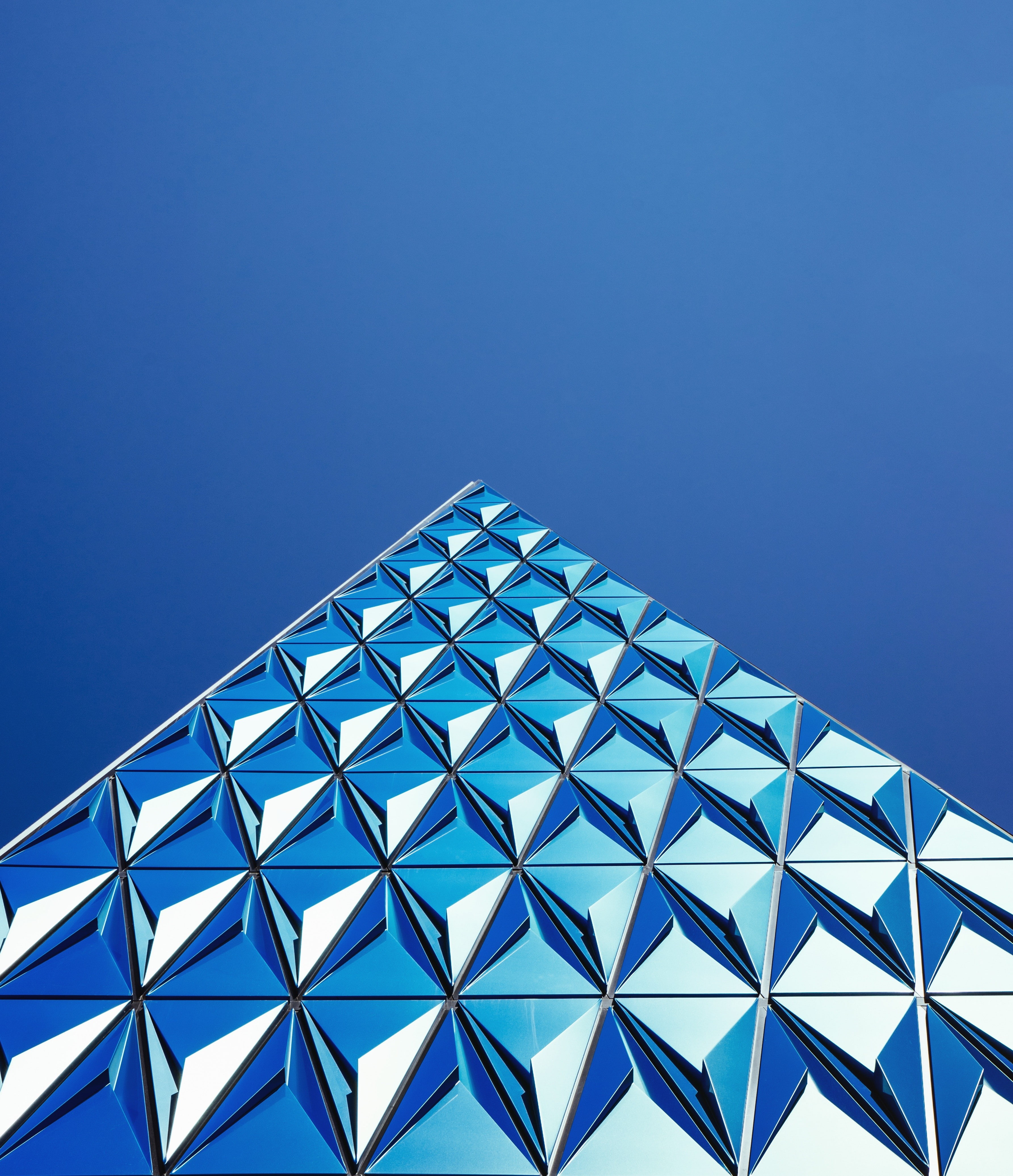 clear sky, sky, 4K, minimalism, pattern, pyramid, simple background, Phone HD Wallpaper