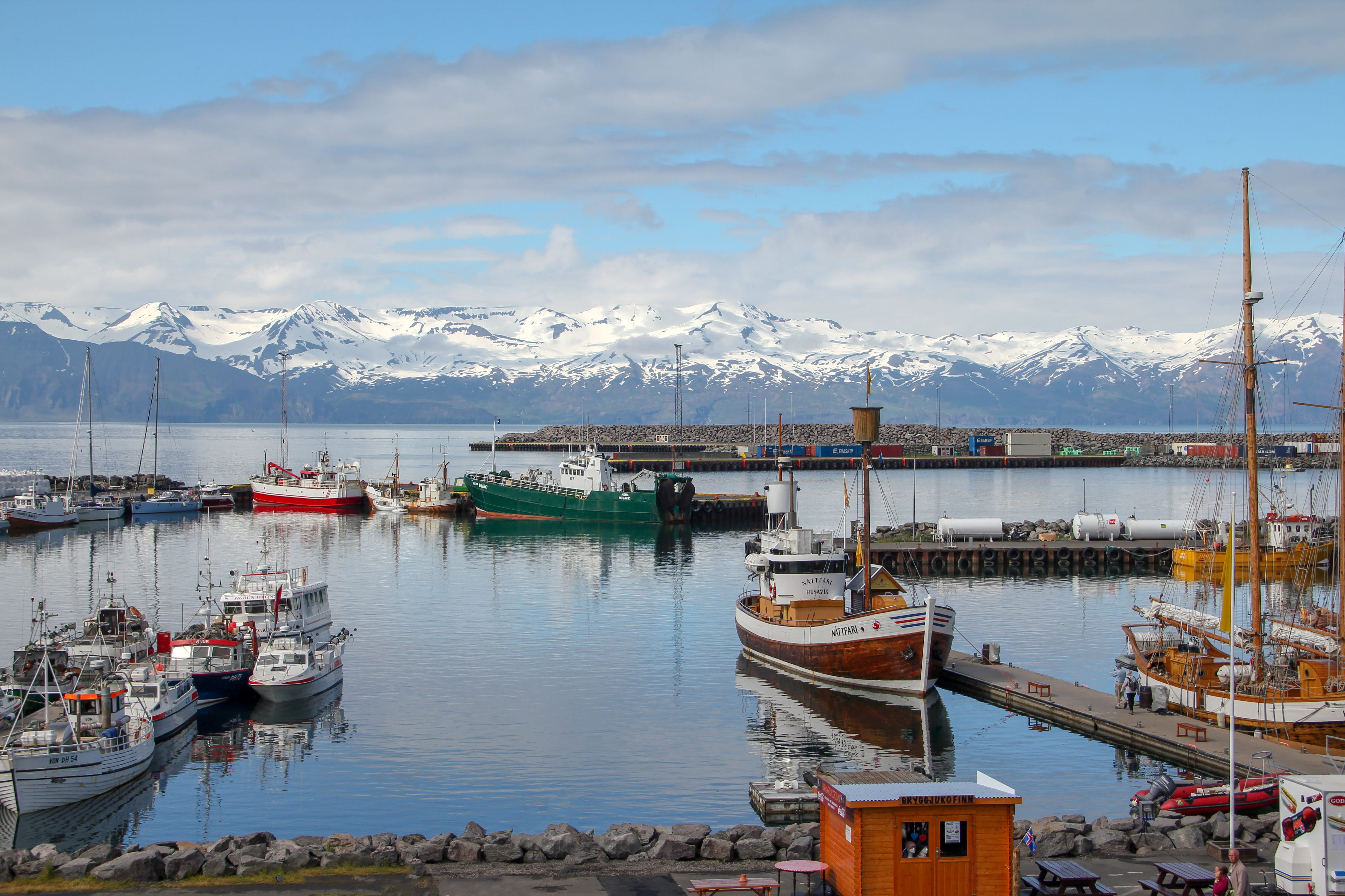 no people, beauty in nature, landscape, winter, architecture, boats, snow, nordic, iceland, travel, nature, outdoors, nautical vessel, husavik, transportation, HD Wallpaper