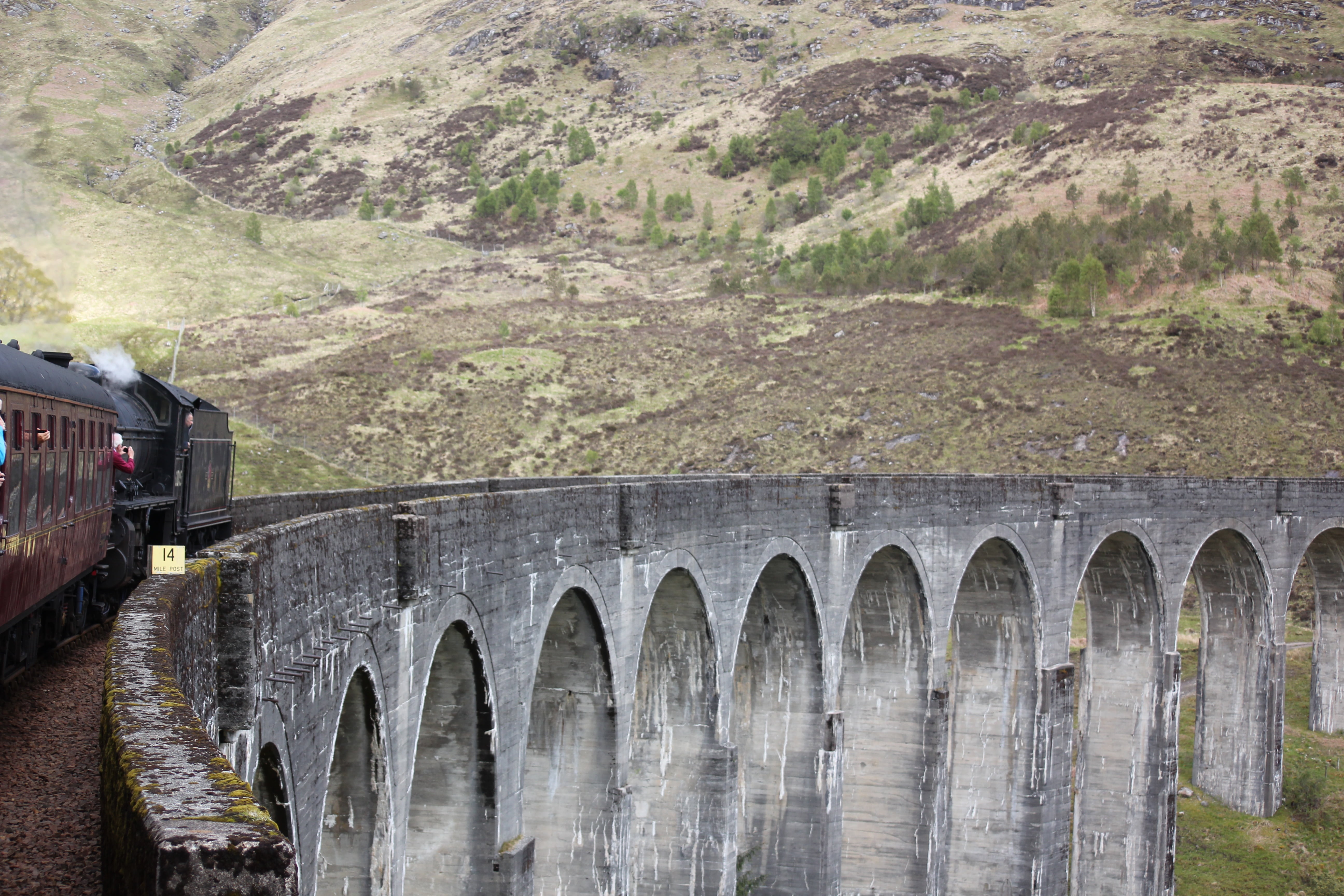 outdoors, environment, rail transportation, train, mode of transportation, day, connection, hogwarts express, transportation, aqueduct, built structure, HD Wallpaper
