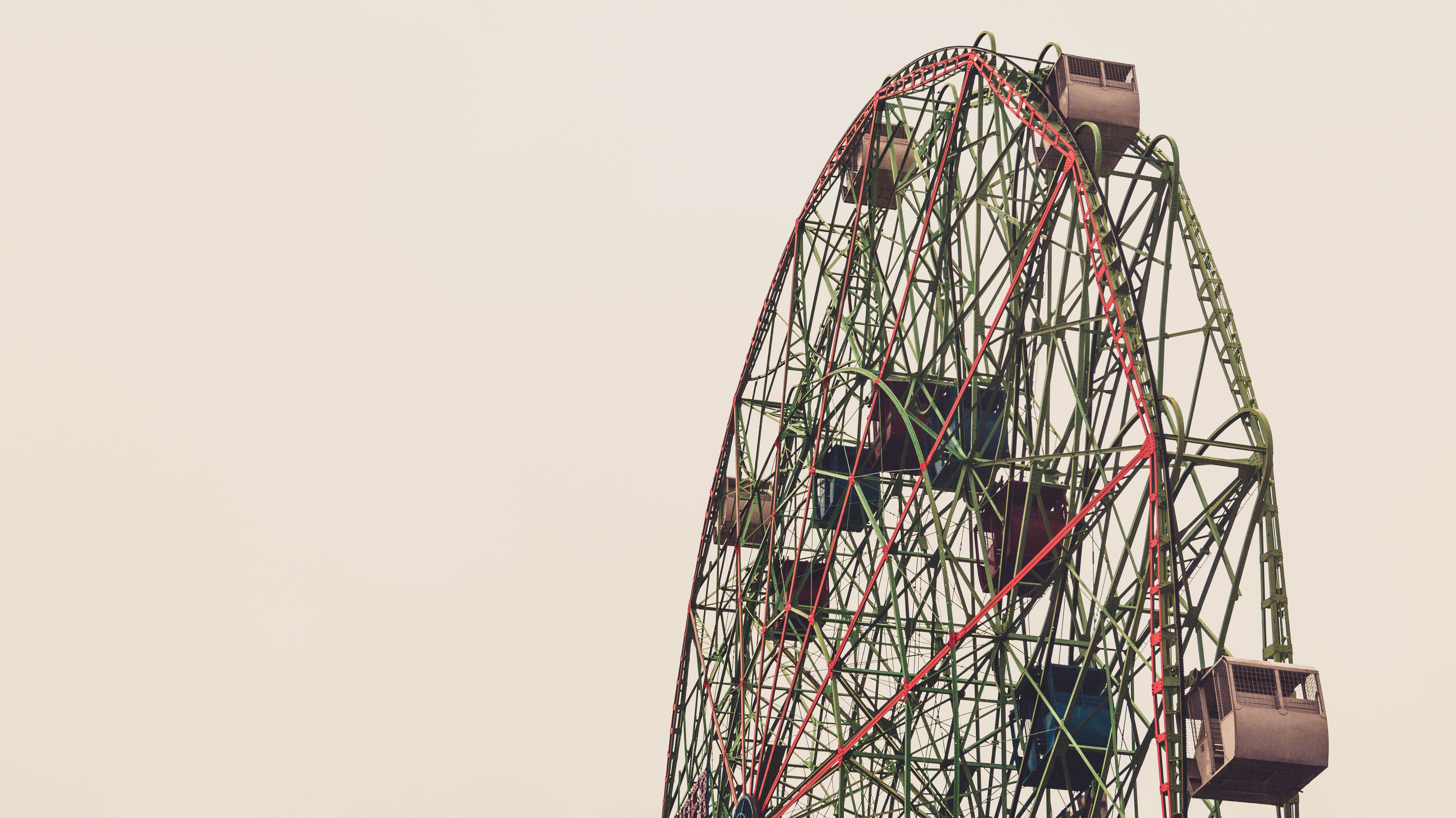coney island, vintage, theme parks, 5K, ferris wheel, HD Wallpaper