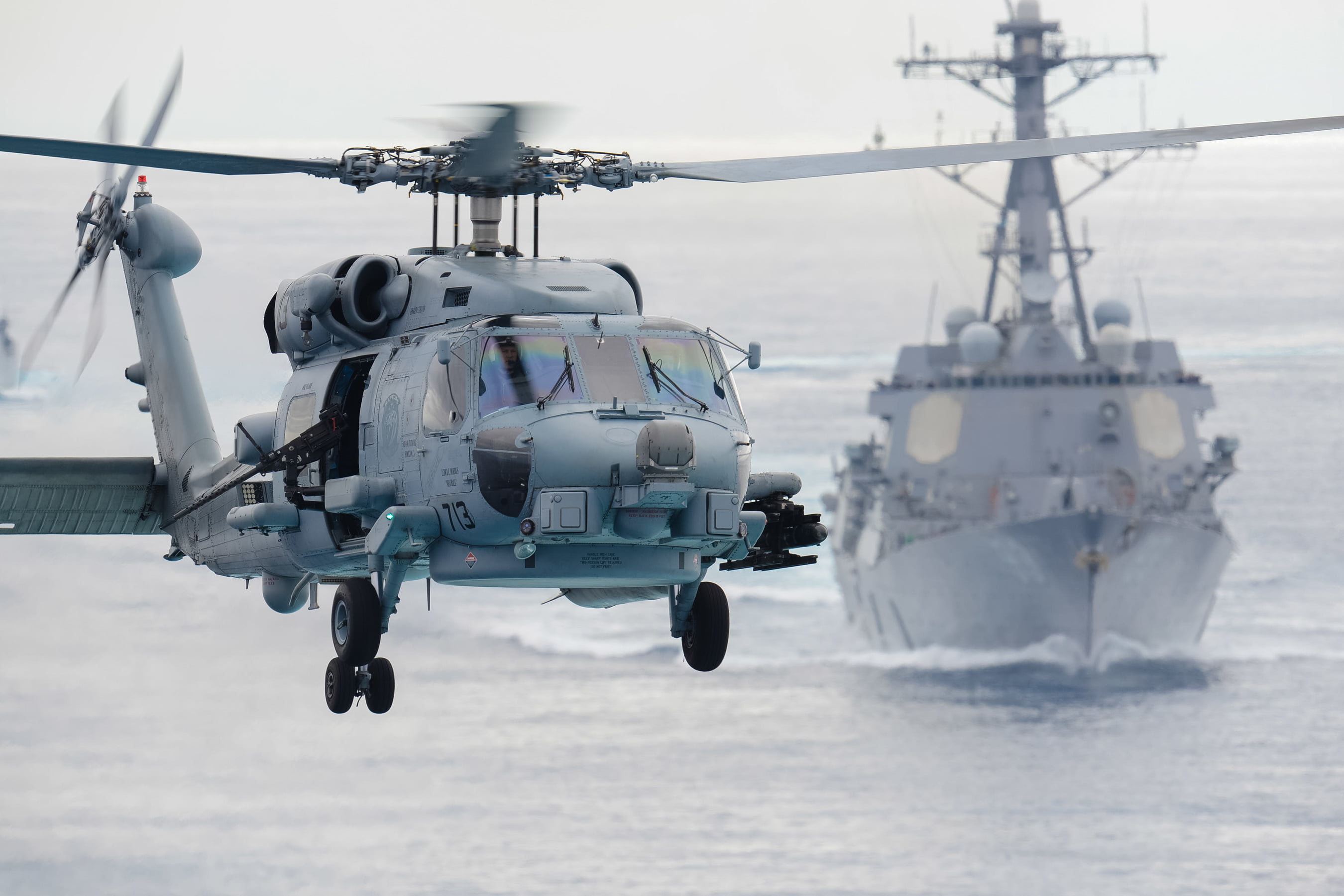 transportation, military, air, navy, army, sky, nature, helicopter, mode of transportation, day, sea, battle, war, flying, nautical vessel, power, sikorsky sh-60f, HD Wallpaper