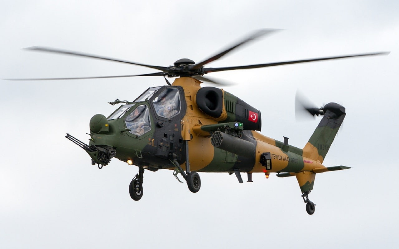 armed forces, propeller, helicopter, government, motion, single object, cockpit, sky, transportation, military, mid-air, military training, Turkish, aggression, HD Wallpaper