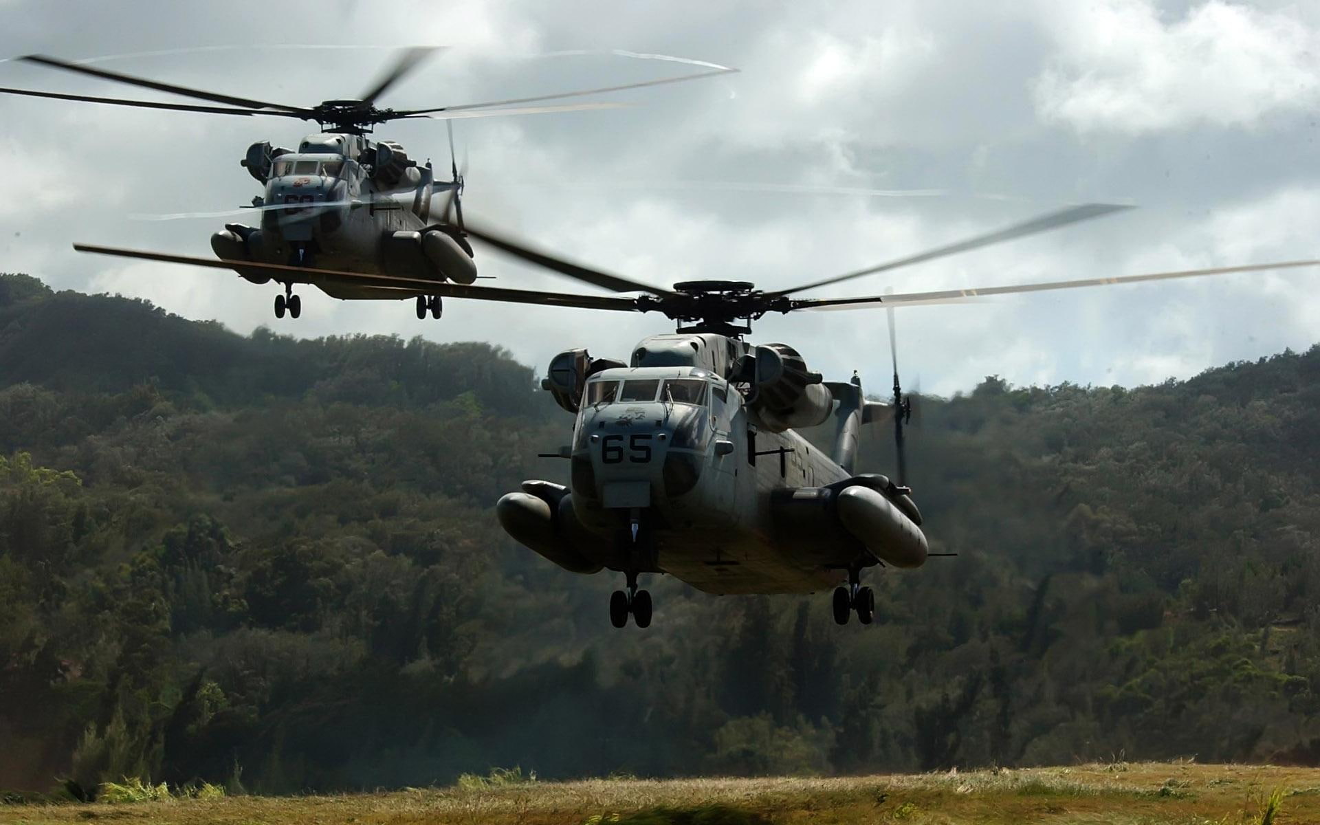 stallion, white, 1080P, ch, helicopters, d, helicopter, two, black, planes, sea, HD Wallpaper