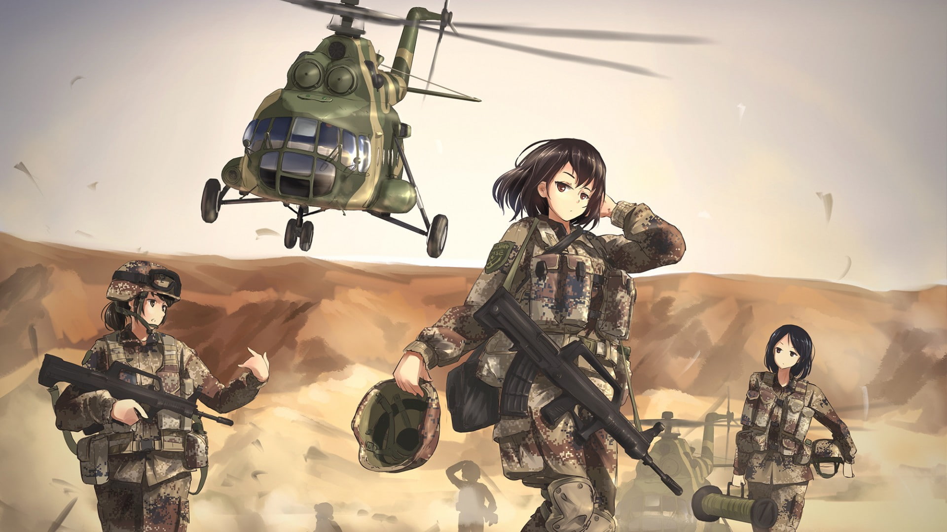 one person, army soldier, Mil Mi-17, air vehicle, sky, sunlight, armed forces, government, robot, day, headwear, military, transportation, protection, mode of transportation, HD Wallpaper