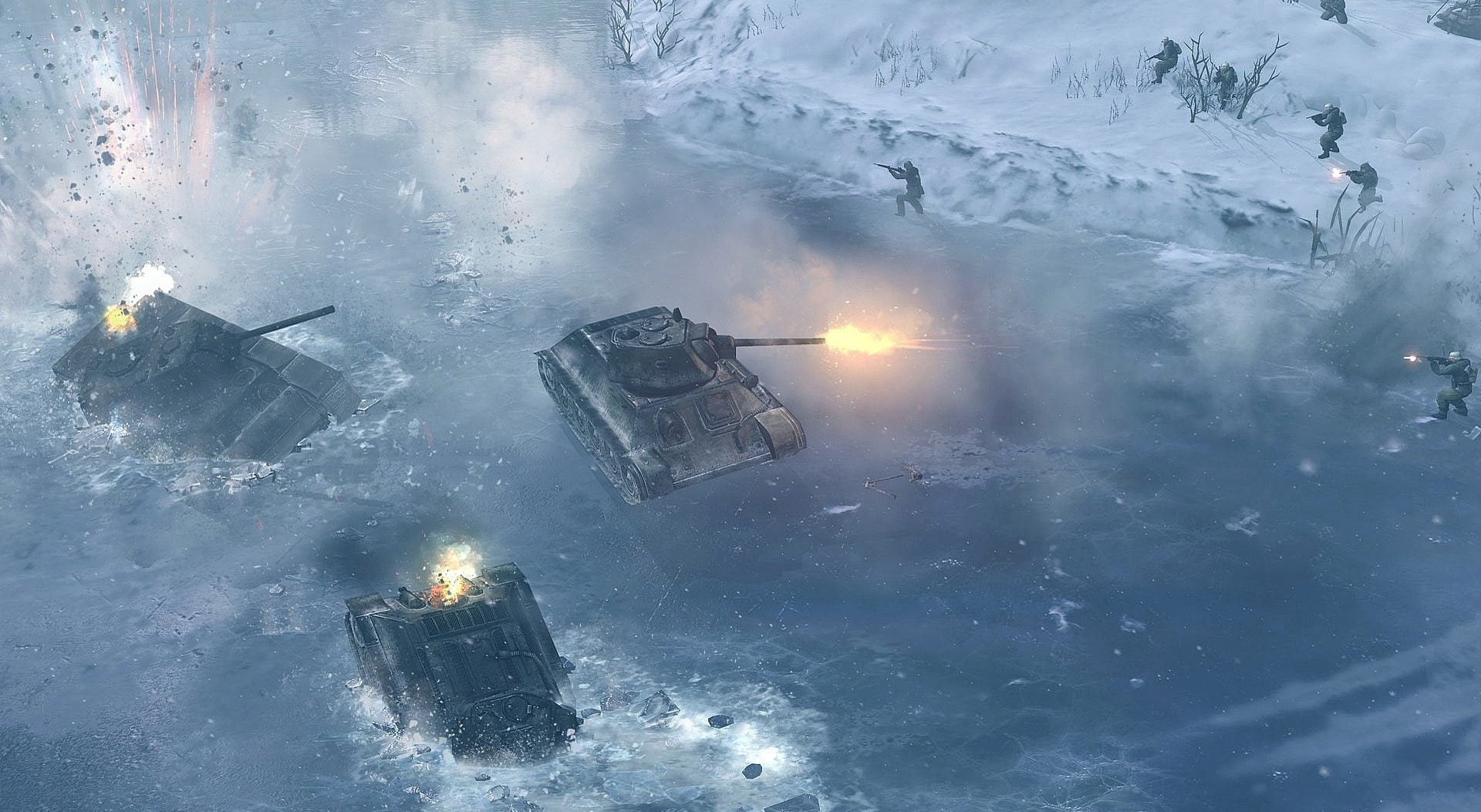 tanks, motion, outdoors, destruction, blizzard, environment, mode of transportation, no people, Company, Games, water, snowing, travel, car, Heroes, nature, HD Wallpaper