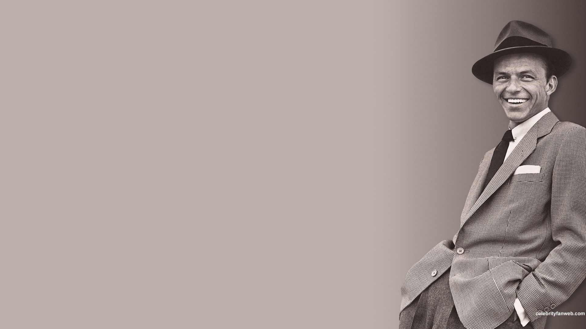 men, minimalism, Frank Sinatra, monochrome, music, singer, 1080P, smiling, HD Wallpaper