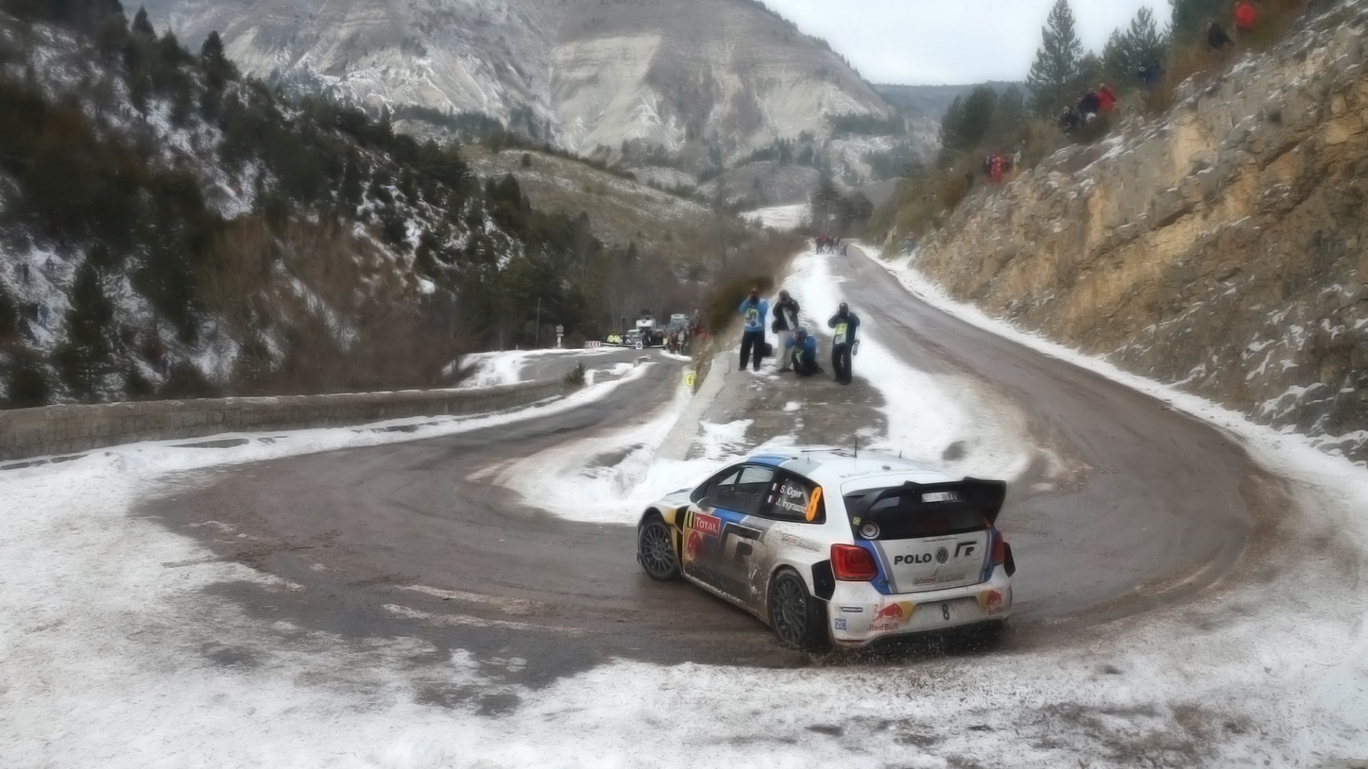 group of people, adventure, 1080P, turn drift car rally cars winter snow vw polo vw polo wrc camera wrc, leisure activity, mode of transportation, cold temperature, HD Wallpaper