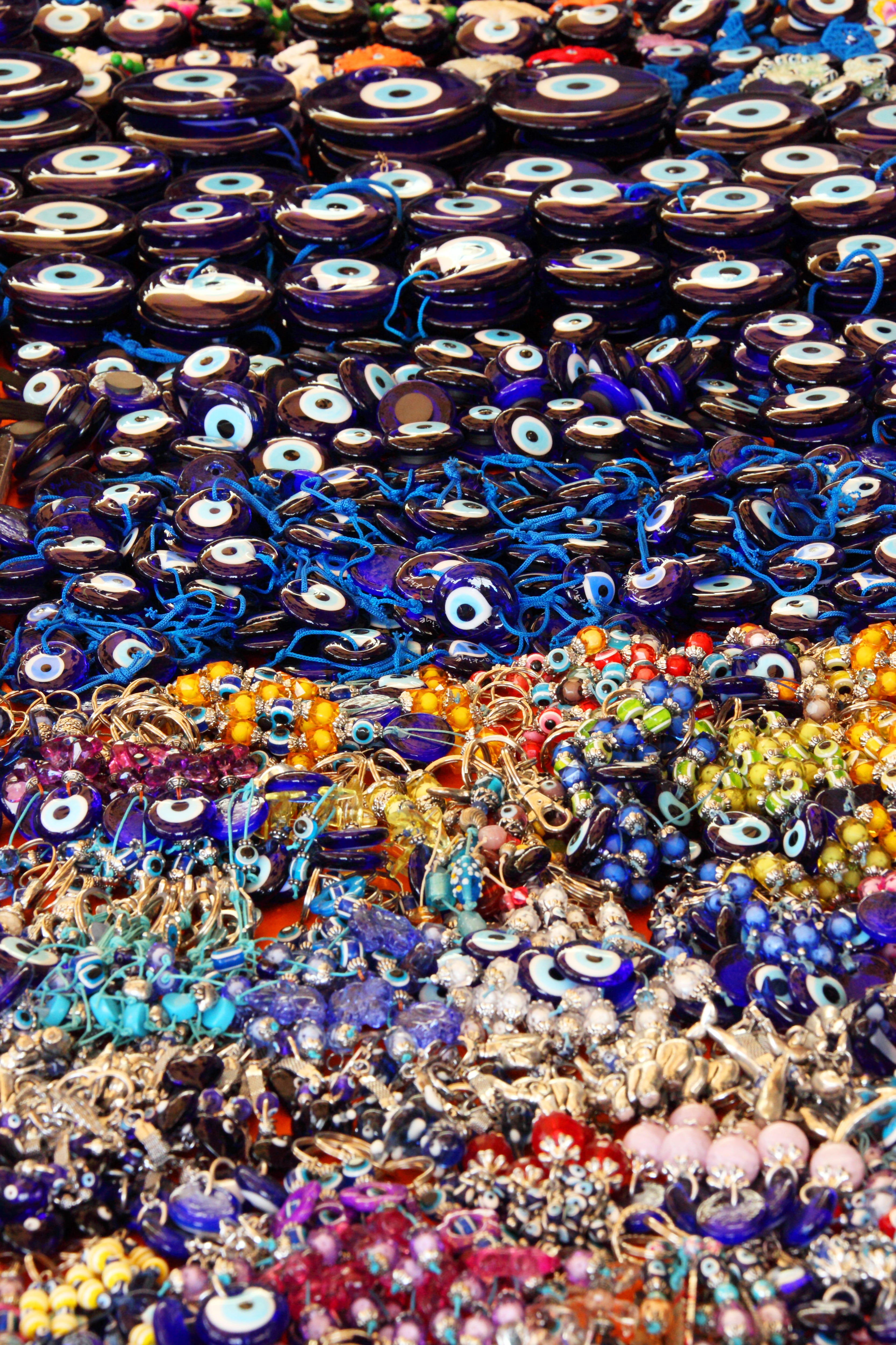 glass, decoration, protection, eye, full frame, close-up, ornament, evil, blue, multi colored, good, amulet, pollution, pattern, 4K, traditional, design, Phone HD Wallpaper