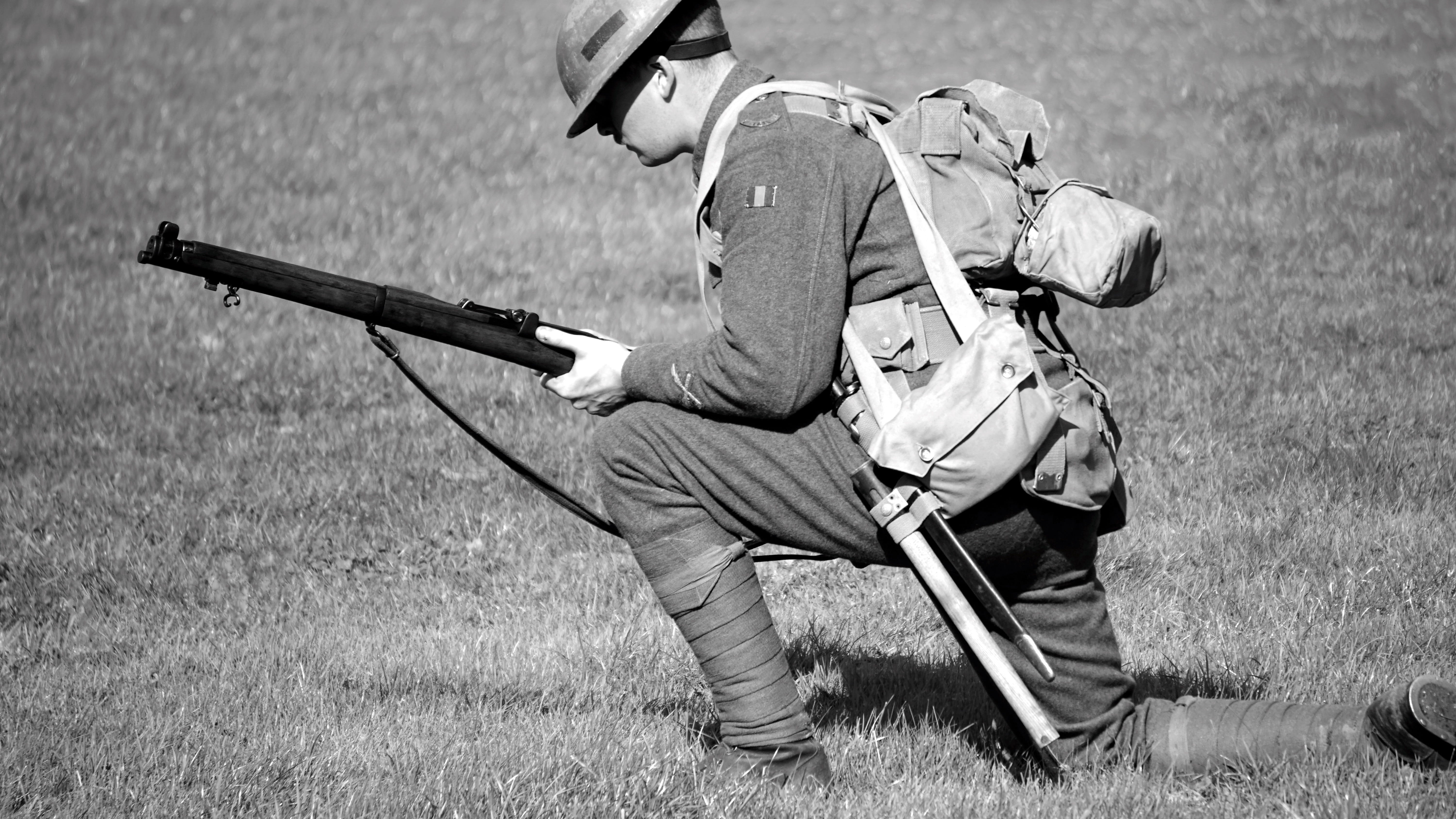 nature, gun, change, outdoors, forces, field, land, army, military, shooting, risk, hunter, day, holding, one person, uniform, guard, fighting, leisure activity, HD Wallpaper