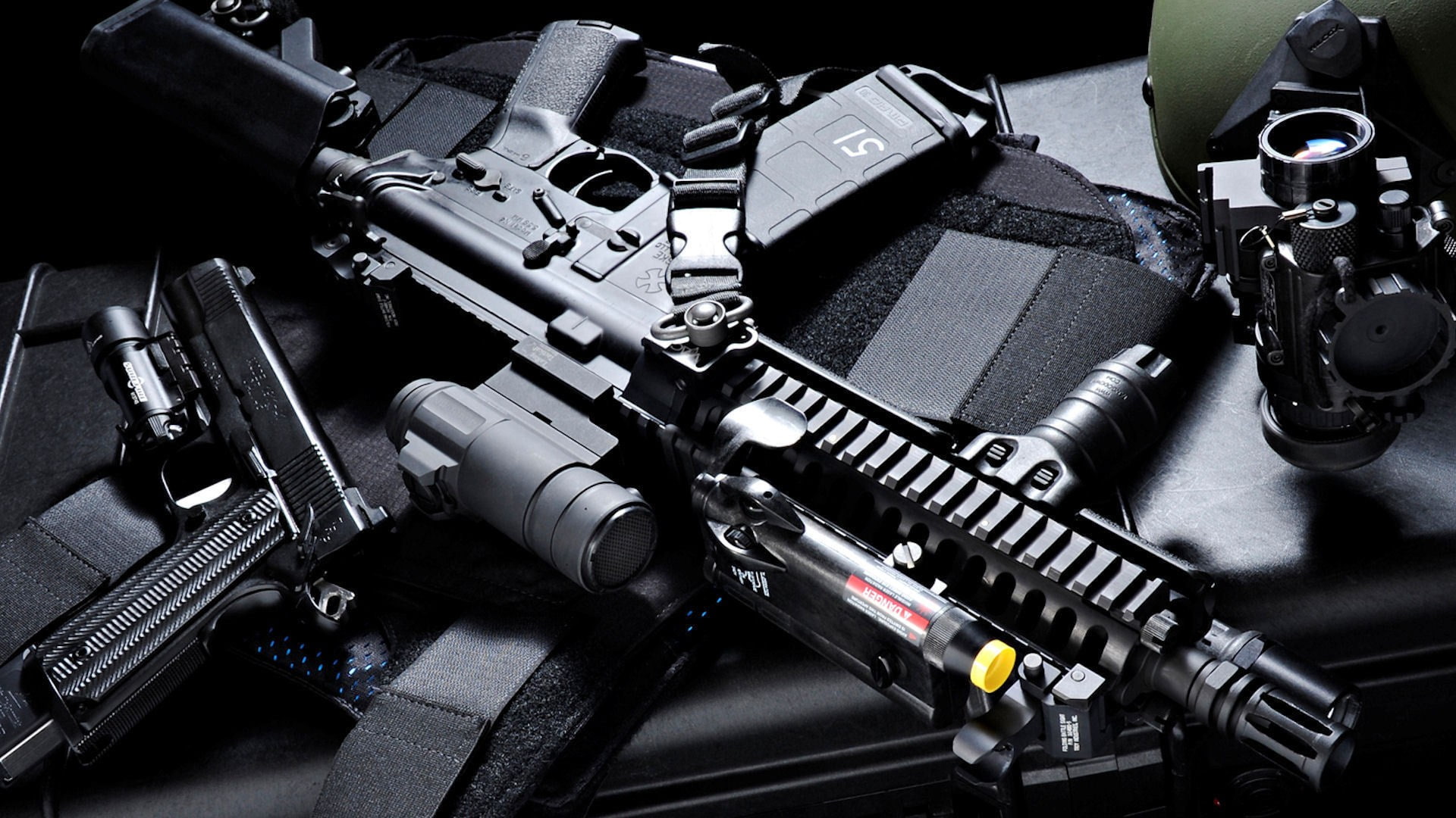 AR-15, gun, weapon, military, 1080P, 1911, HD Wallpaper