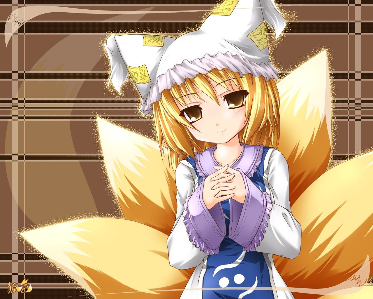 backgrounds, fingers, tail, woman, art and craft, cross, anime, people, females, creativity, one Person, sitting, leisure activity, illustration, human Face, HD Wallpaper
