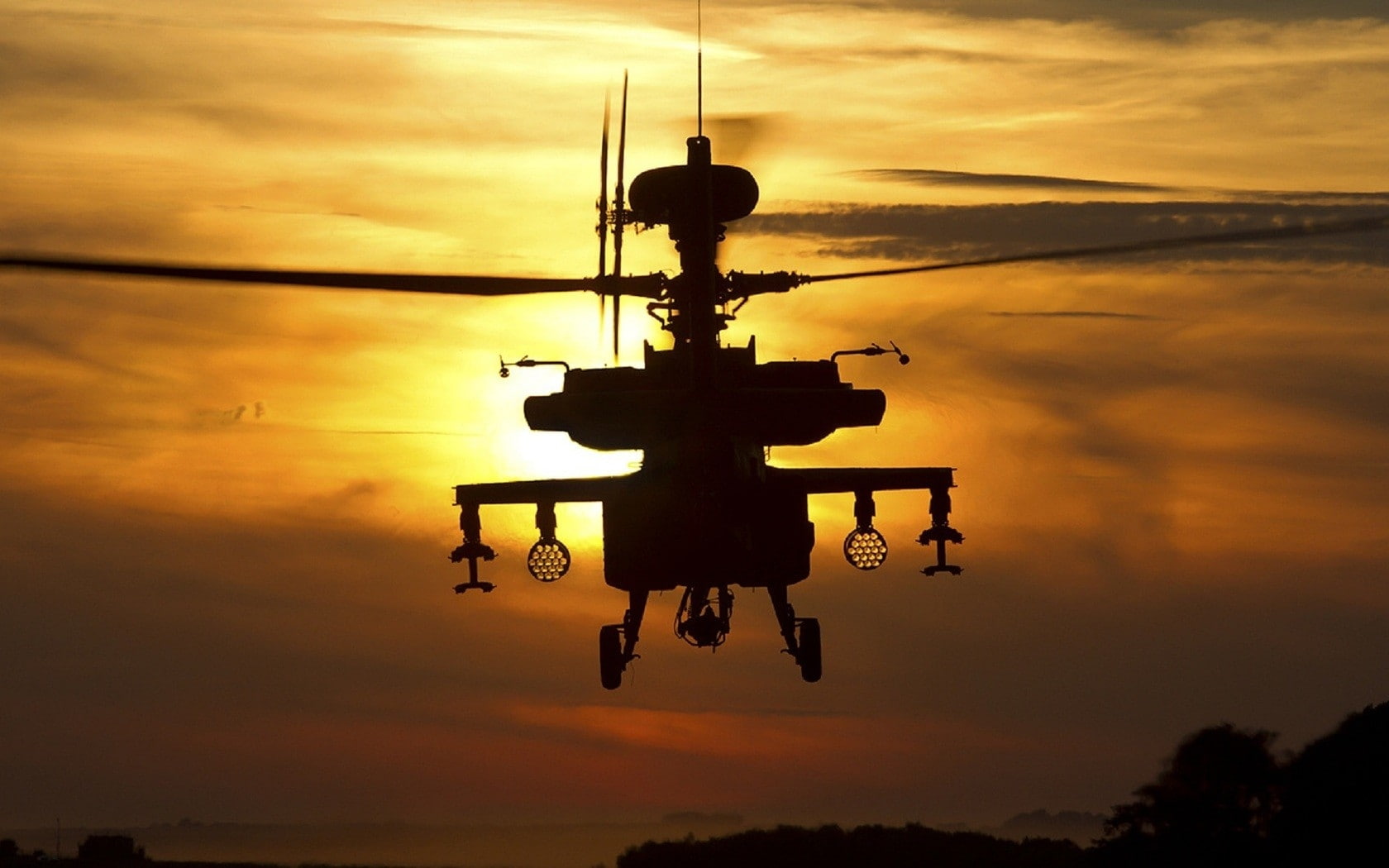 helicopters, flying, apache, 720P, military, sunset, longbow, hd, aircraft, vehicles, us, US Army, art, army, HD Wallpaper