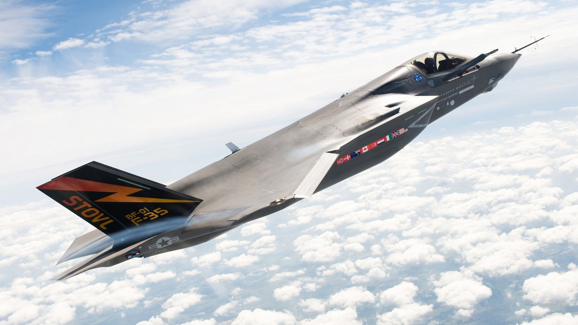 on the move, military, day, low angle view, 1080P, sky, war, aerobatics, nature, airplane, fighter plane, air vehicle, F-35 Lightning II, military airplane, HD Wallpaper