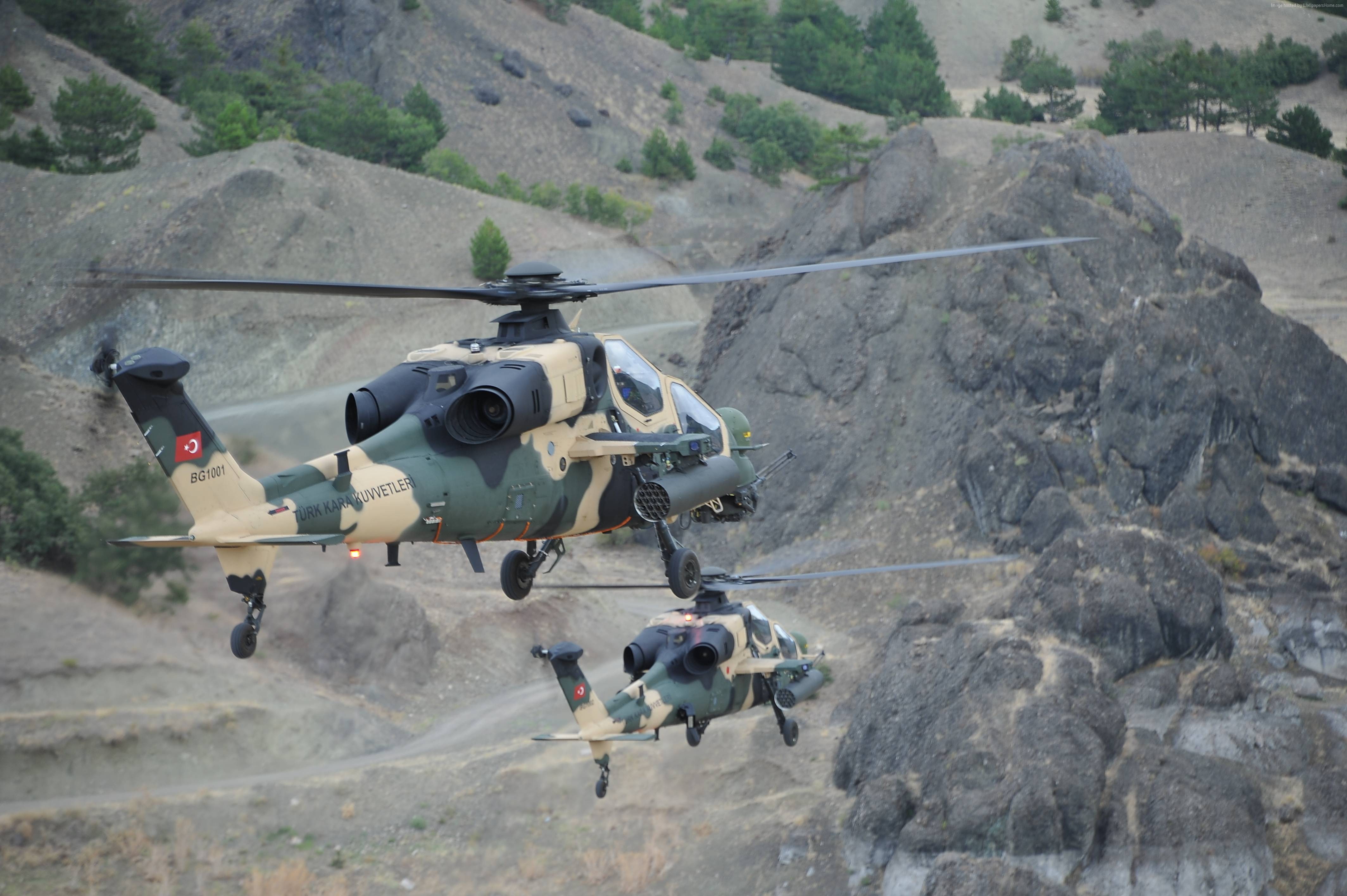 AgustaWestland, attack helicopter, Turkish Aerospace Industries, 4K, Agusta Westland T-129, HD Wallpaper