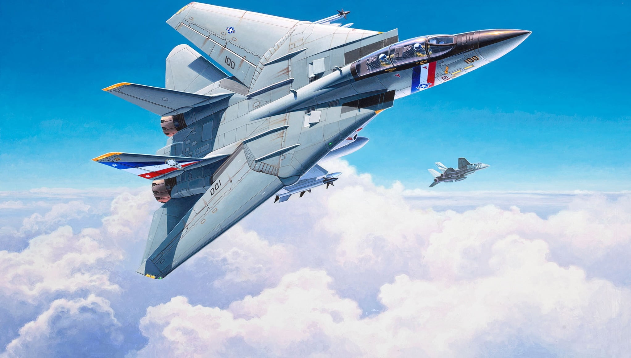 military, 1080P, military aircraft, artwork, vehicle, Grumman F-14 Tomcat, HD Wallpaper