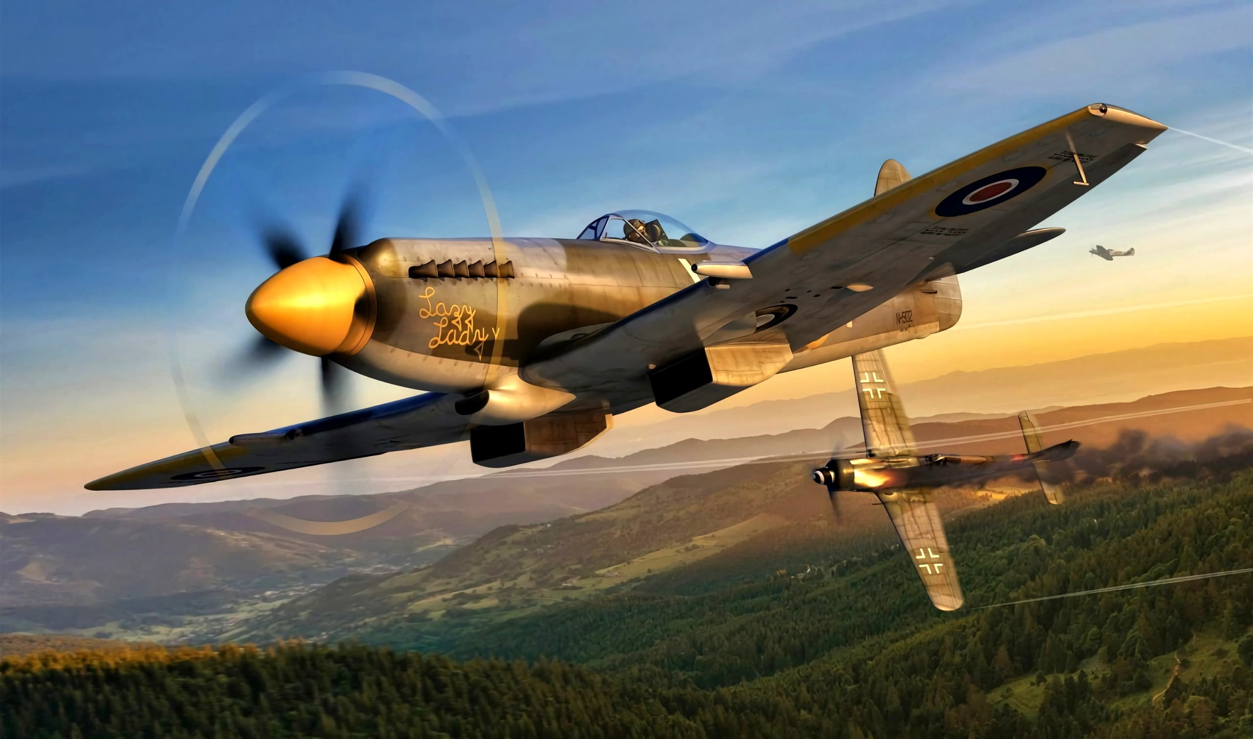 2K, Supermarine, Fw.190D-9, fighter-bomber, Spitfire Mk.XIVe, WWII, Focke-Wulf, HD Wallpaper