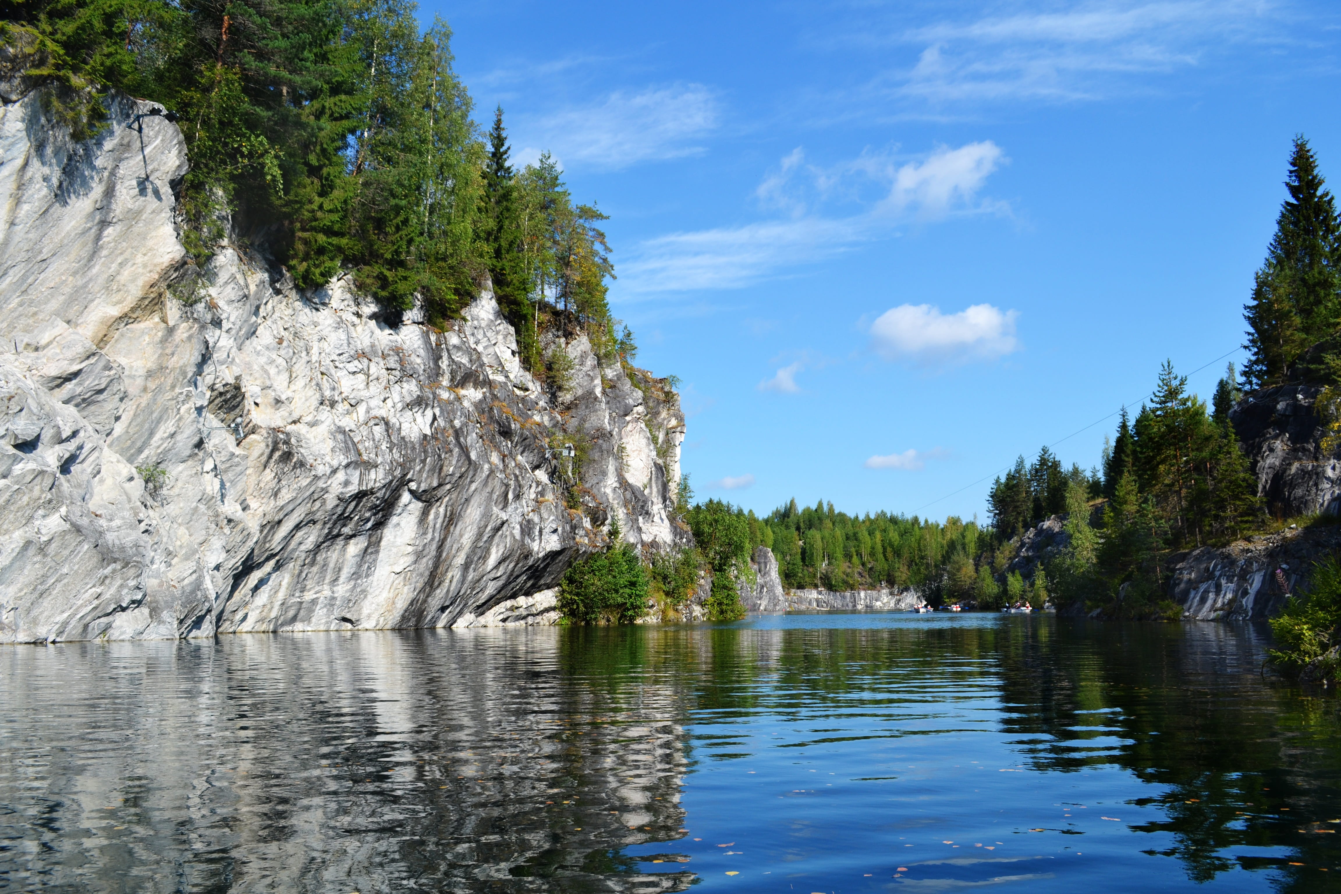 karelia, lake, sunny, land, landscape, photo, background, russian, rocks, marble quarry, russia, is, sun, on the desktop, pine, mountains, park, outdoors, HD Wallpaper