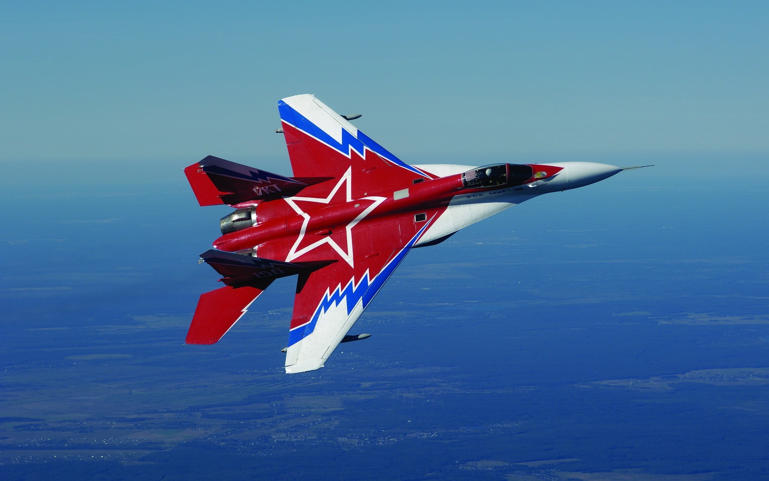military, water, transportation, mid-air, jet, air vehicle, fighter plane, motion, plane, Mikoyan MiG-35, day, aircraft, blue, nature, mode of transportation, HD Wallpaper