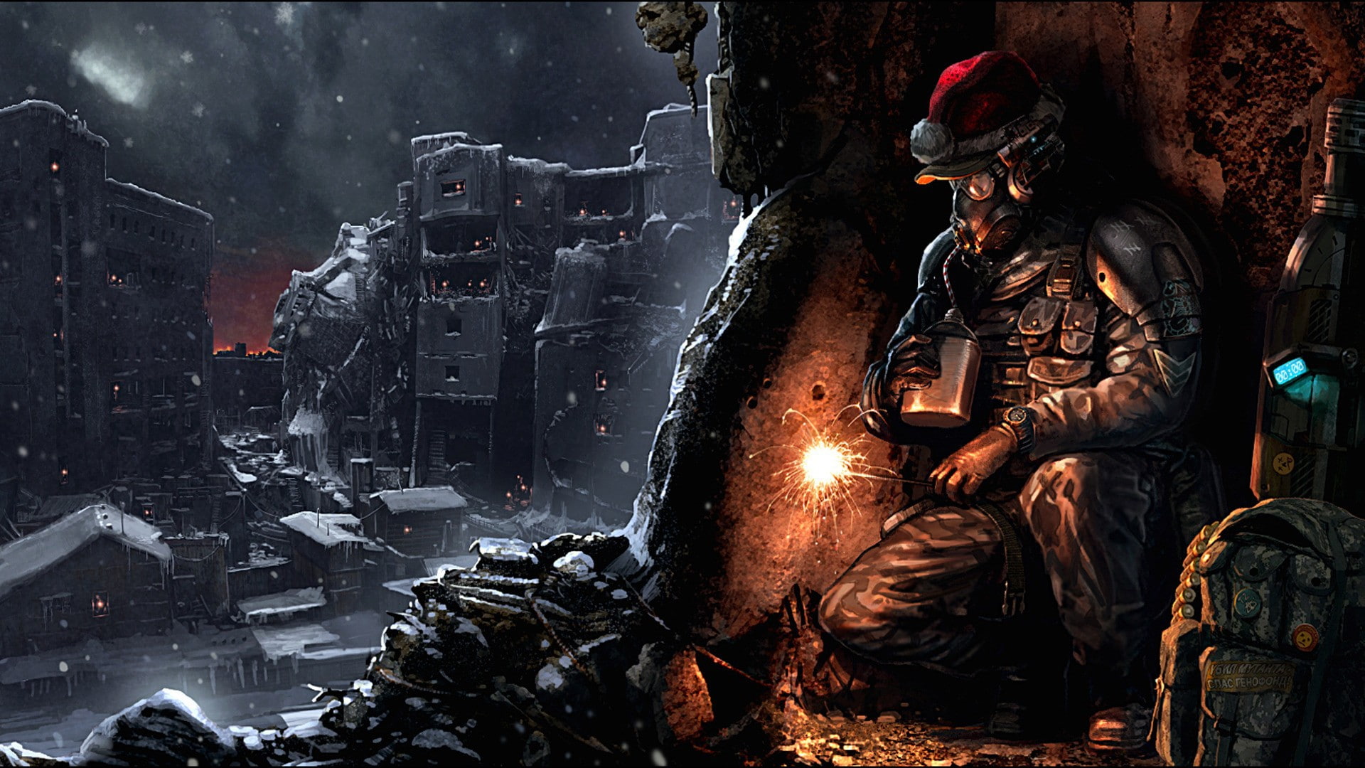 hd, stalker, futuristic, post, apocalyptic, abstract, art, ruins, fantasy, soldiers, x, 1080P, HD Wallpaper