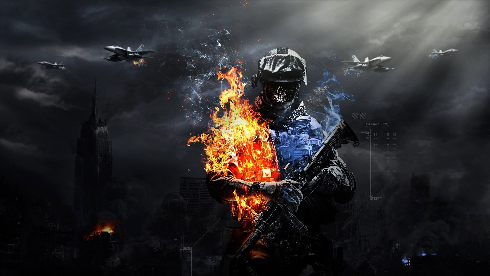 fire - natural phenomenon, black background, aircraft, Dark, burning, two people, Suppressors, motion, flame, night, environment, outdoors, 1080P, architecture, HD Wallpaper