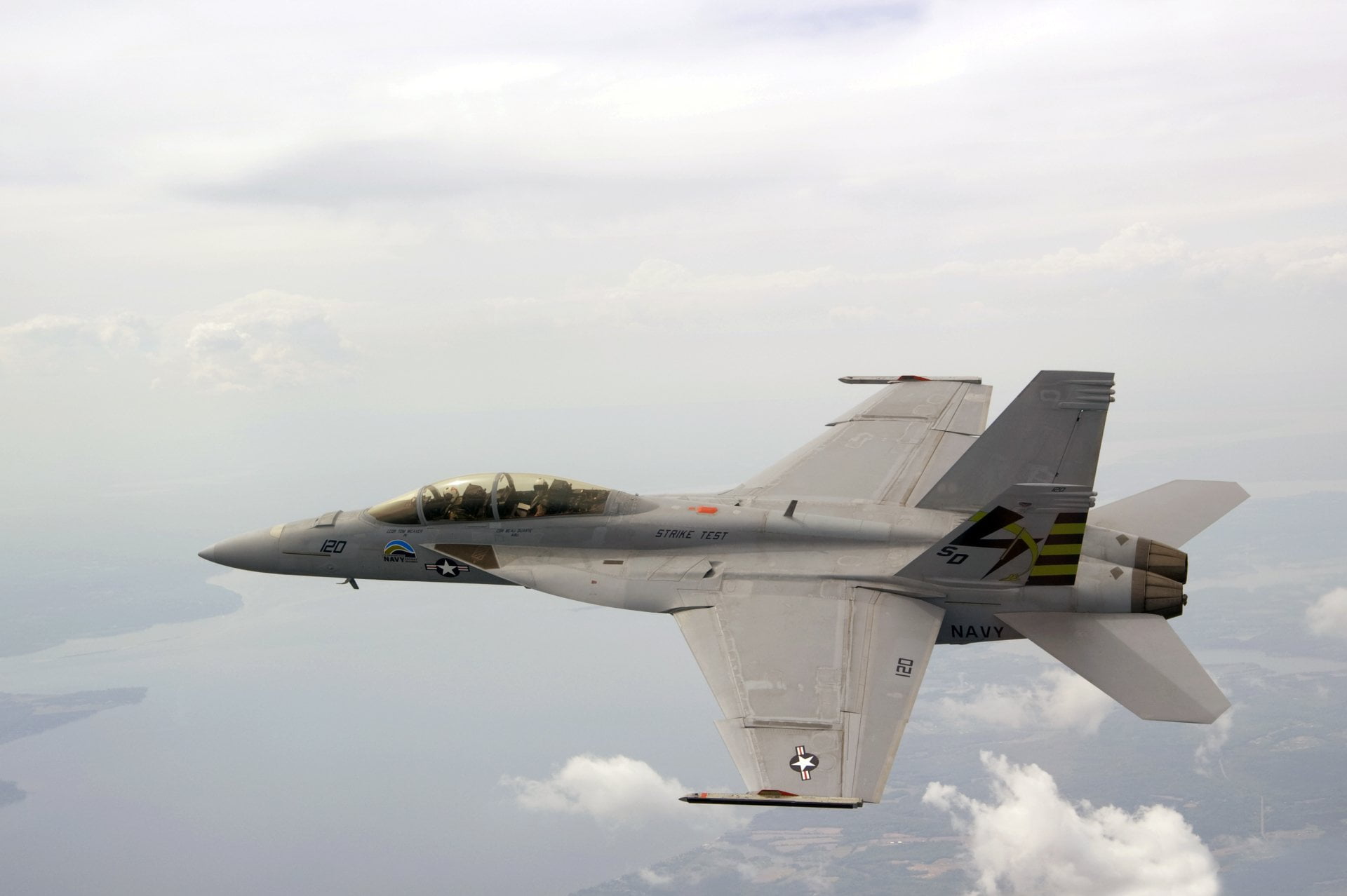 Navy, sky, flying, Boeing F/A-18E/F Super Hornet, nature, mode of transportation, Jet Fighters, Airplane, army, mid-air, 1080P, on the move, cloud - sky, HD Wallpaper