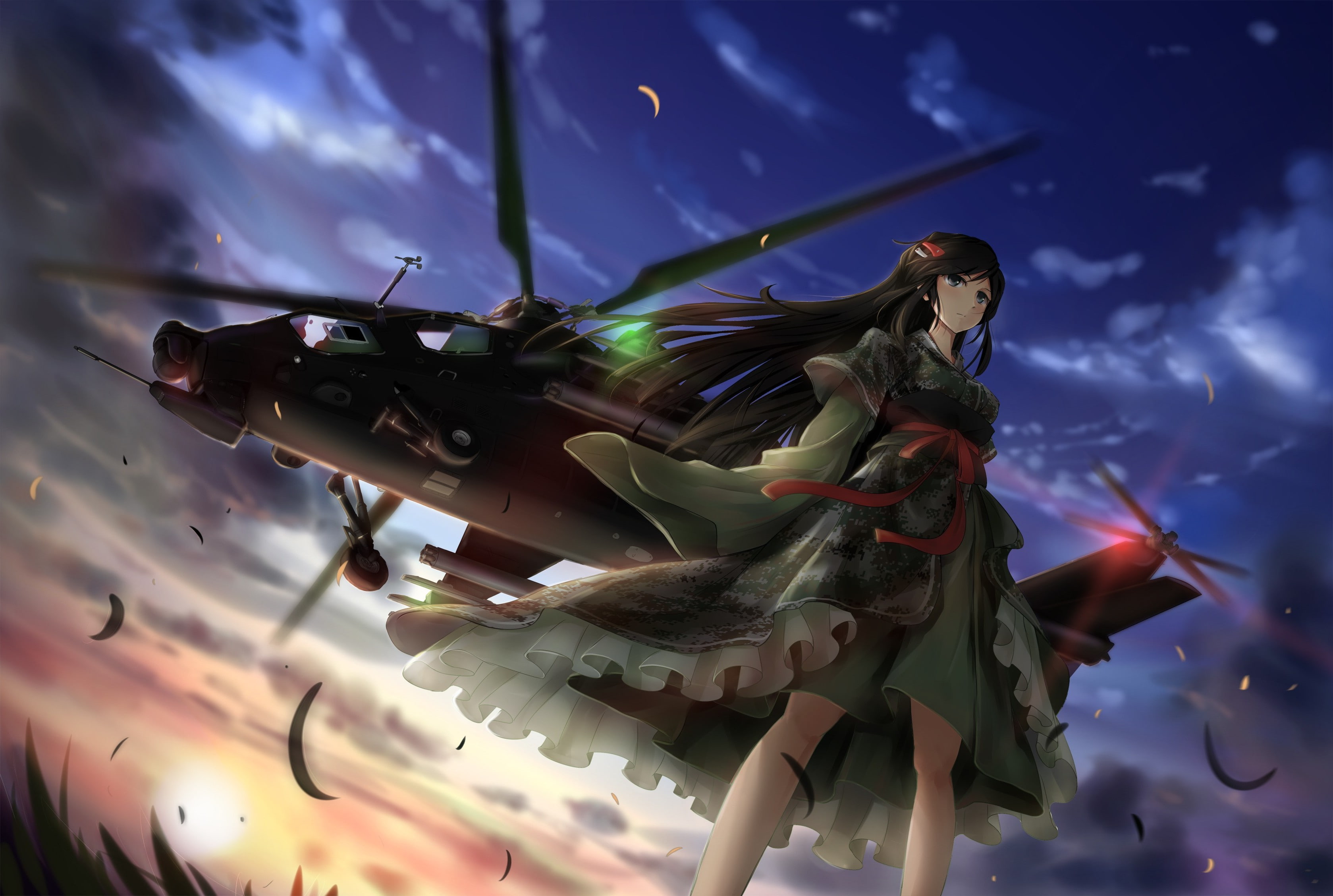 male likeness, low angle view, day, sky, war, military, helicopters, armed forces, government, people, 2K, Anime Girls, sculpture, TC1995, art and craft, HD Wallpaper