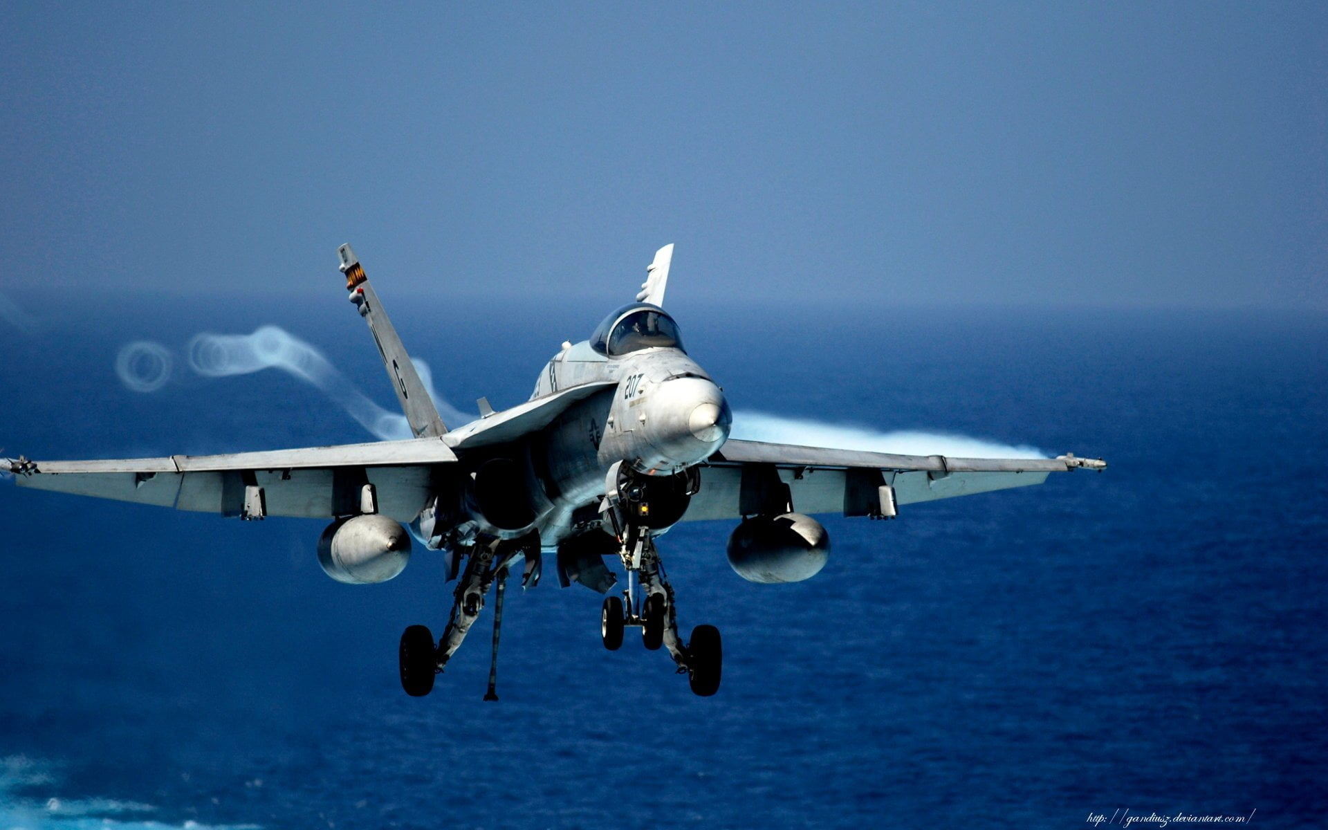 sky, blue, military training, nature, 1080P, air vehicle, water, navy, Aircraft, no people, sea, fighter plane, transportation, McDonnell Douglas F/A-18 Hornet, HD Wallpaper