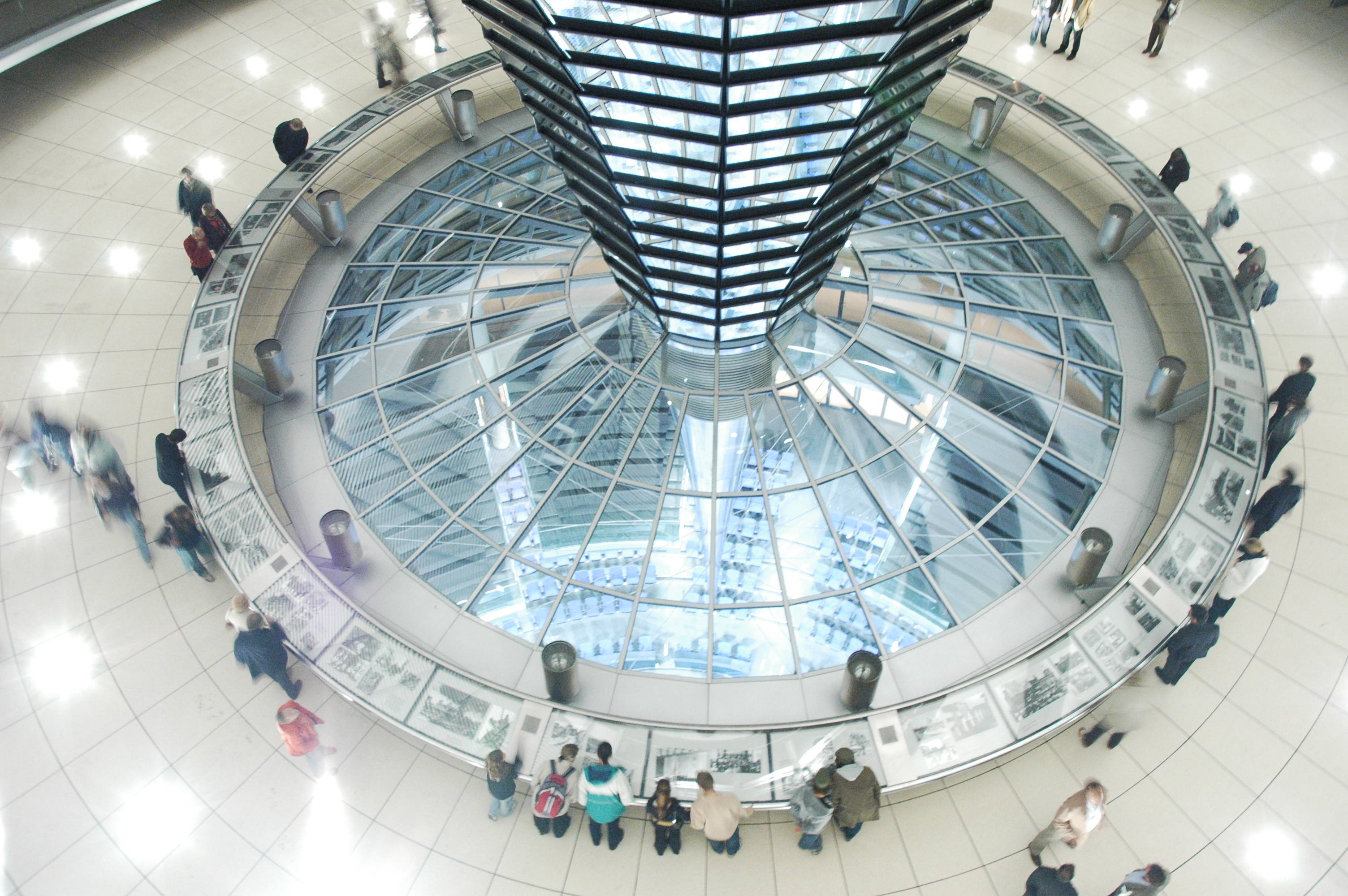 berlin, built structure, building glass, motion, ceiling, shopping mall, day, glass, incidental people, indoors, the reichstag, large group of people, architecture, HD Wallpaper