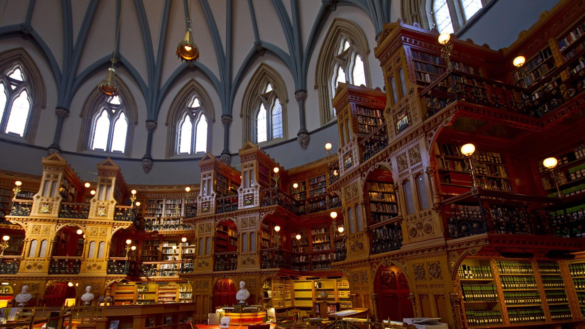 library of parliament, low angle view, the past, architectural column, ontario, ottawa, no people, belief, illuminated, built structure, canada, building, HD Wallpaper