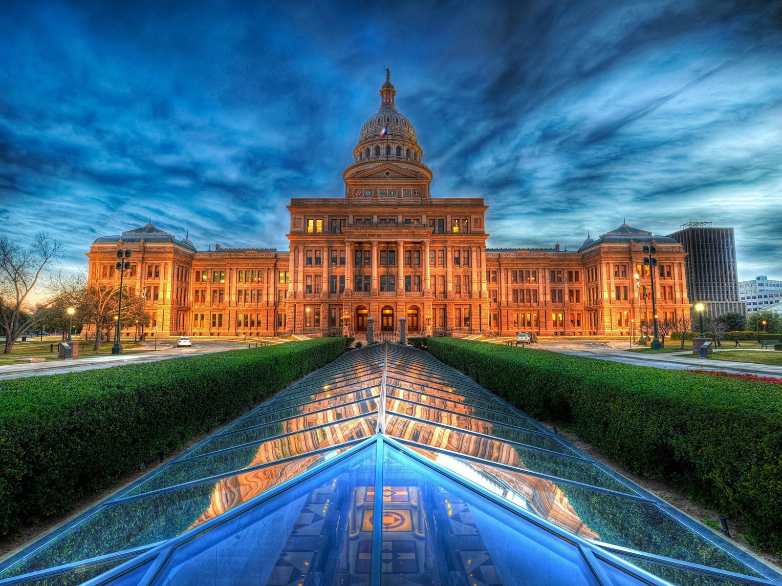 architecture, city, mode of transportation, blue, texas state capitol, house, sky, travel destinations, travel, nature, dusk, cloud - sky, Texas, outdoors, HD Wallpaper