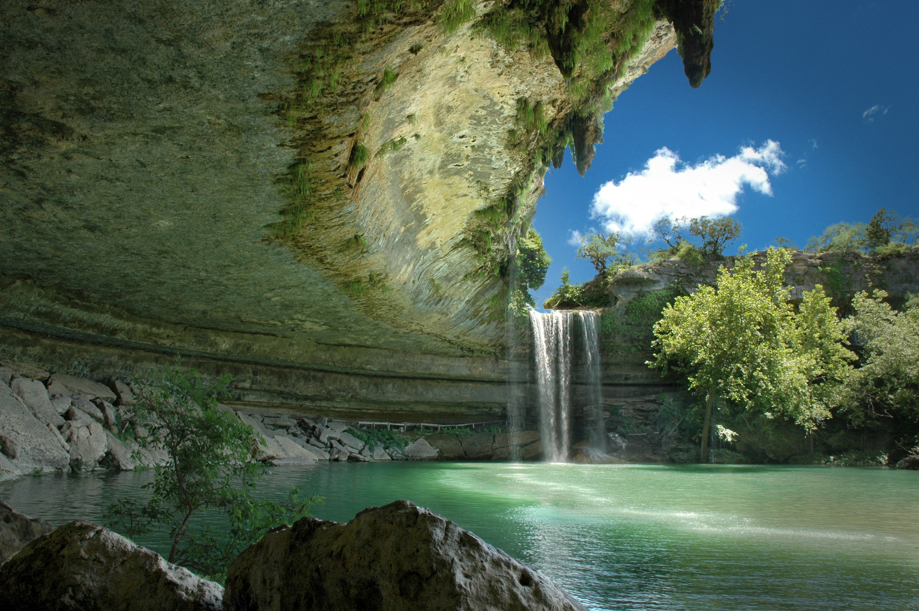 waterfall, Texas, Austin (Texas), 2K, hamilton pool, nature, landscape, USA, HD Wallpaper
