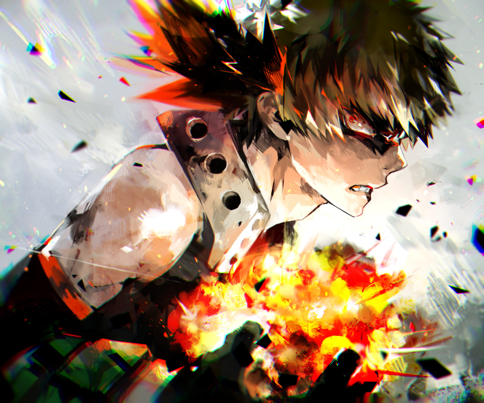representation, nature, Katsuki Bakugou, multi colored, haired, celebration, Boku no Hero Academia, event, character, close-up, Anime, decoration, vertebrate, HD Wallpaper