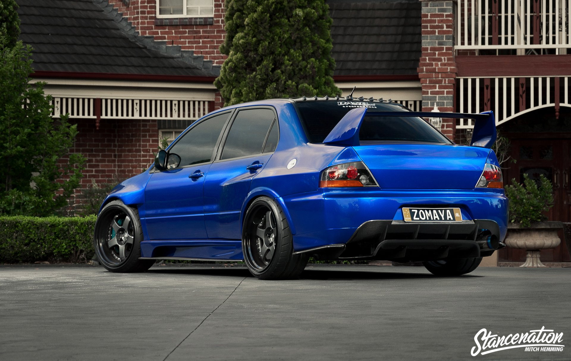 1080P, modified, blue, evo-ix, lancer, cars, sedan, mitsubishi, HD Wallpaper