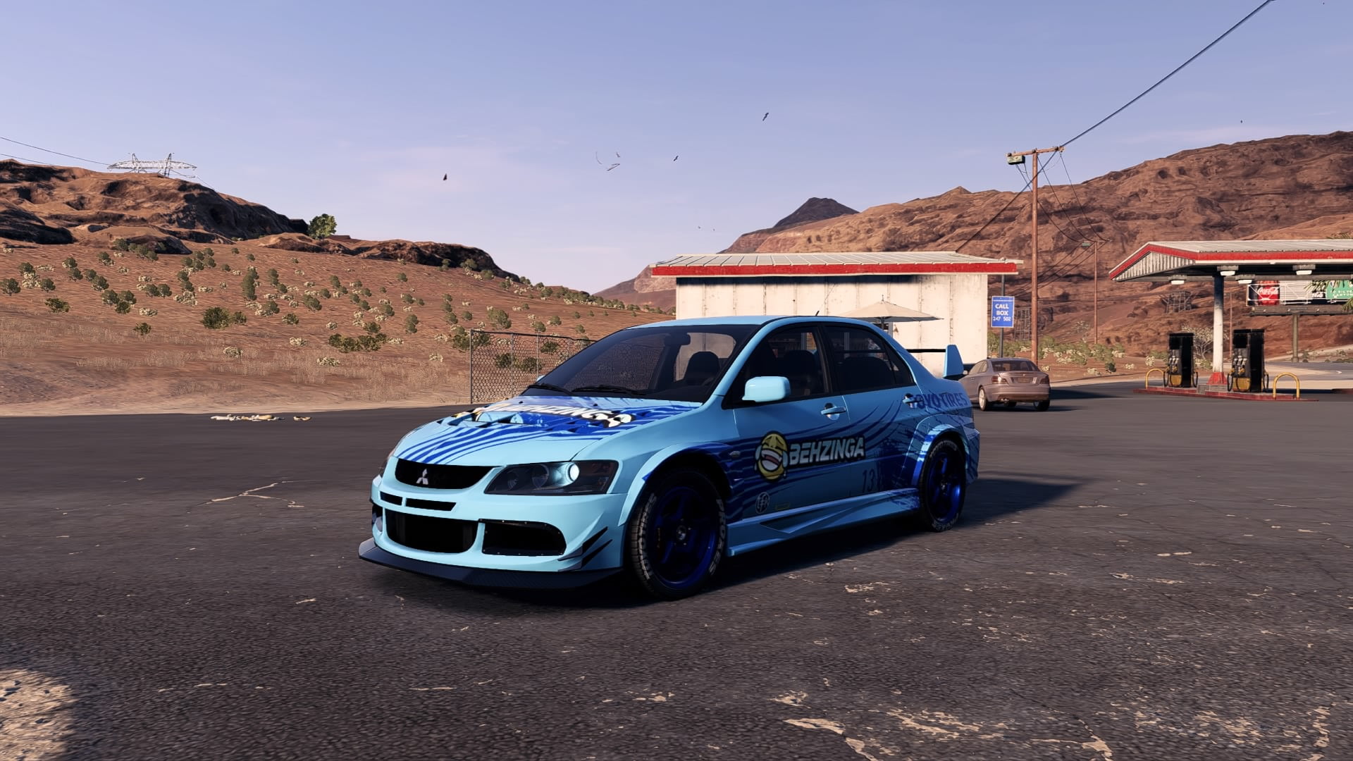 Mitsubishi Lancer Evo IX, car, Gas station, need for speed payback, 1080P, HD Wallpaper