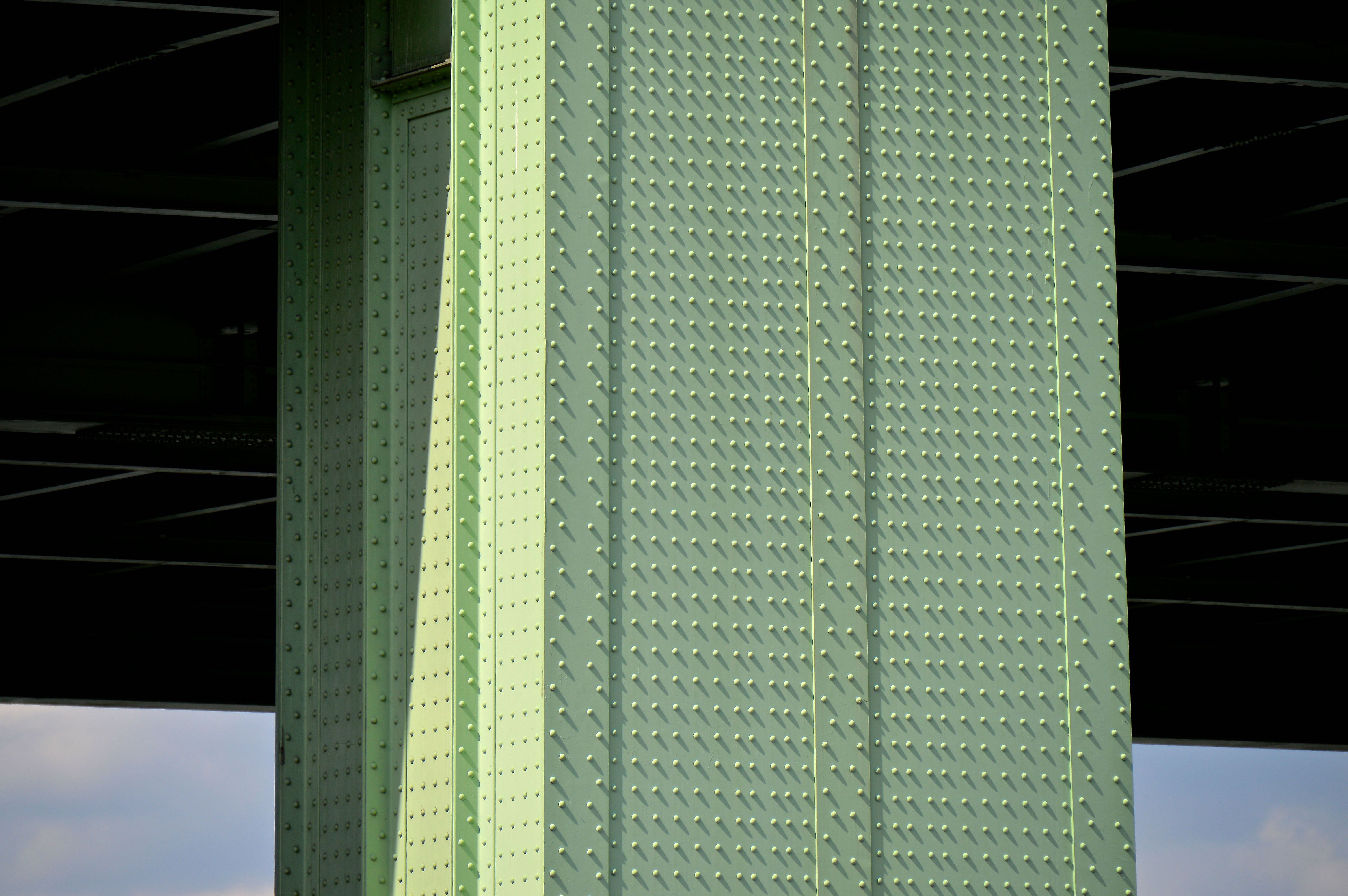 bridge, cologne south, construction, highway bridge, industry, full frame, building exterior, focus on foreground, close-up, green color, no people, outdoors, HD Wallpaper