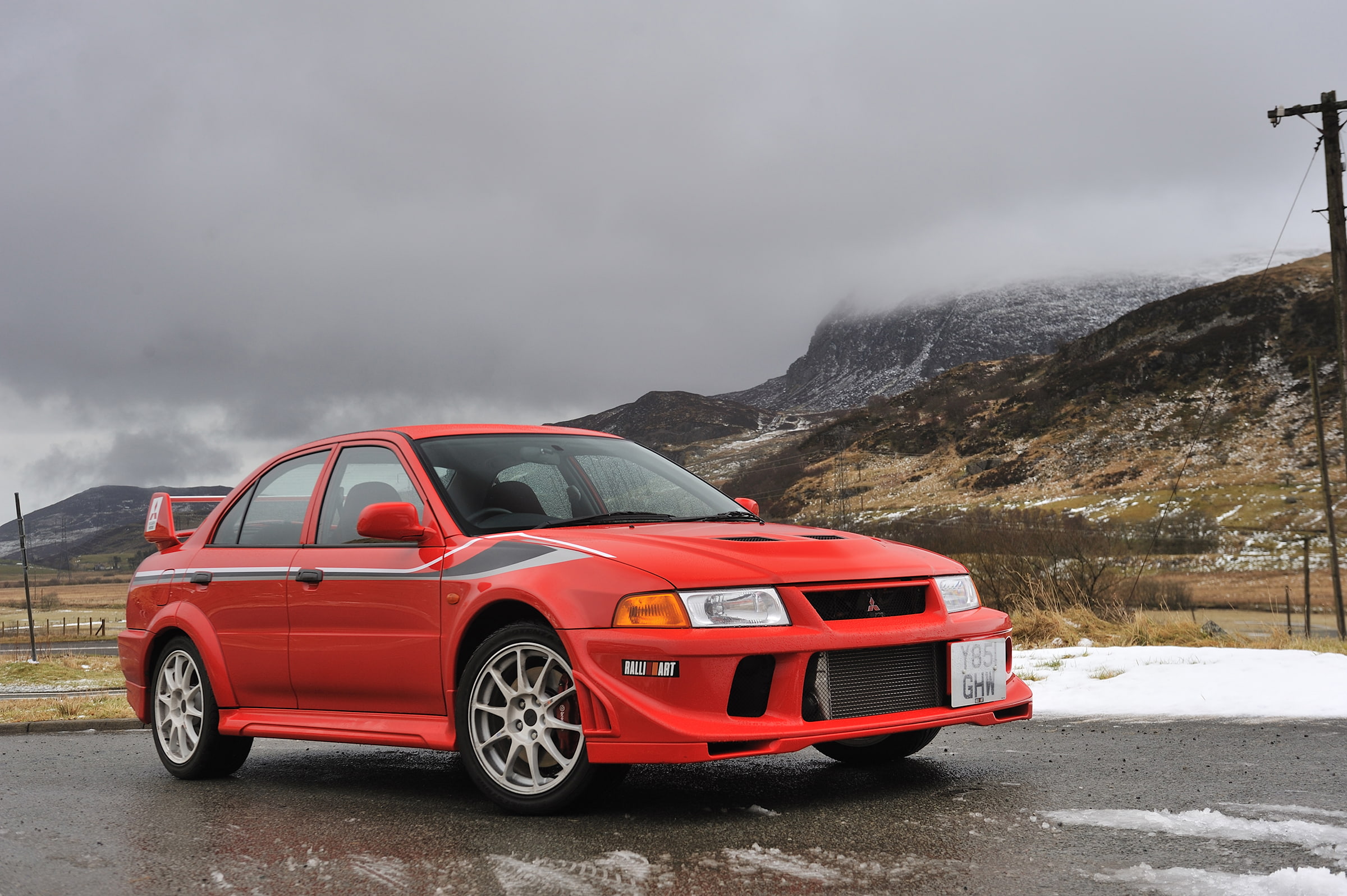 travel, transportation, lancer, red, tommi, wet, cold temperature, beauty in nature, no people, evolution, 1080P, mitsubishi, scenics - nature, makinen, HD Wallpaper