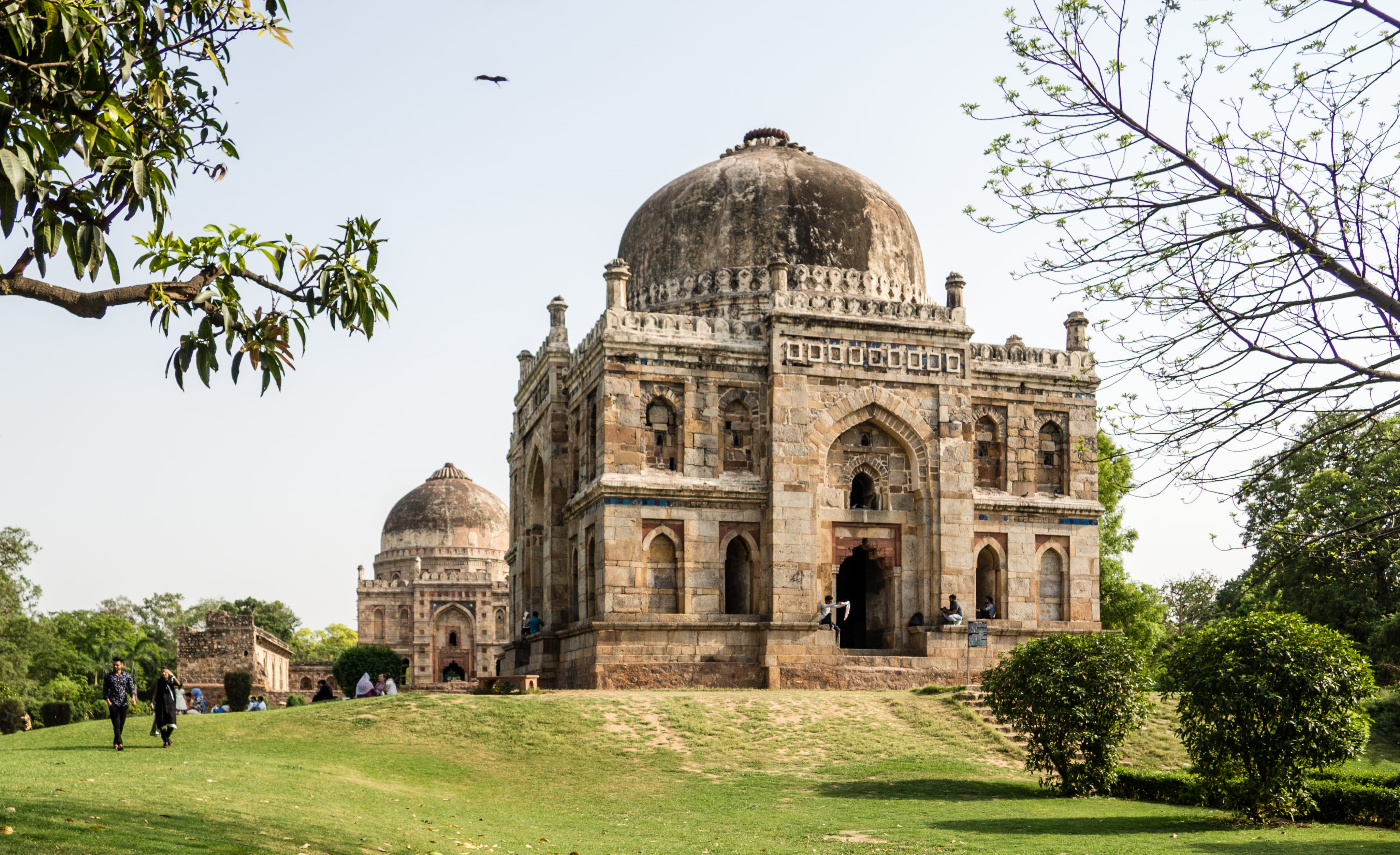 architecture, travel, tourism, outdoors, islam, india, lodhi gardens, grass, sheesh gumbad, incidental people, clear sky, city, building exterior, history, HD Wallpaper