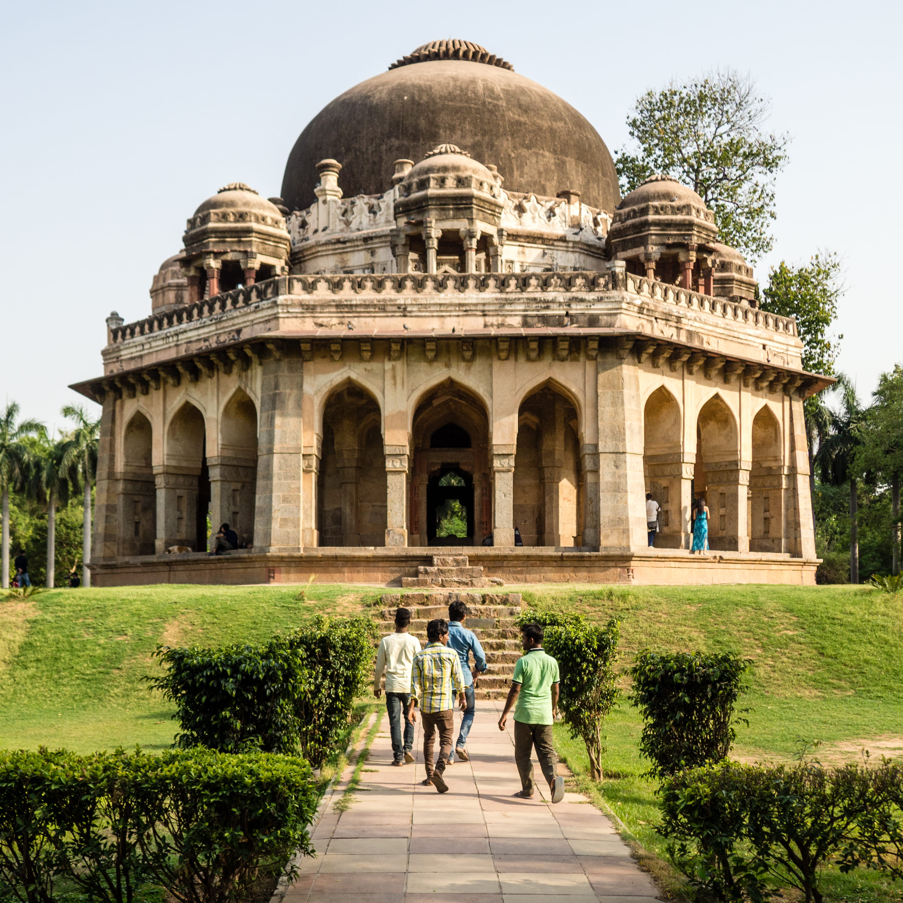 new delhi, india, nature, islam, 2K, ancient, built structure, plant, incidental people, arch, tomb of muhammad shah, tree, outdoors, building exterior, Phone HD Wallpaper