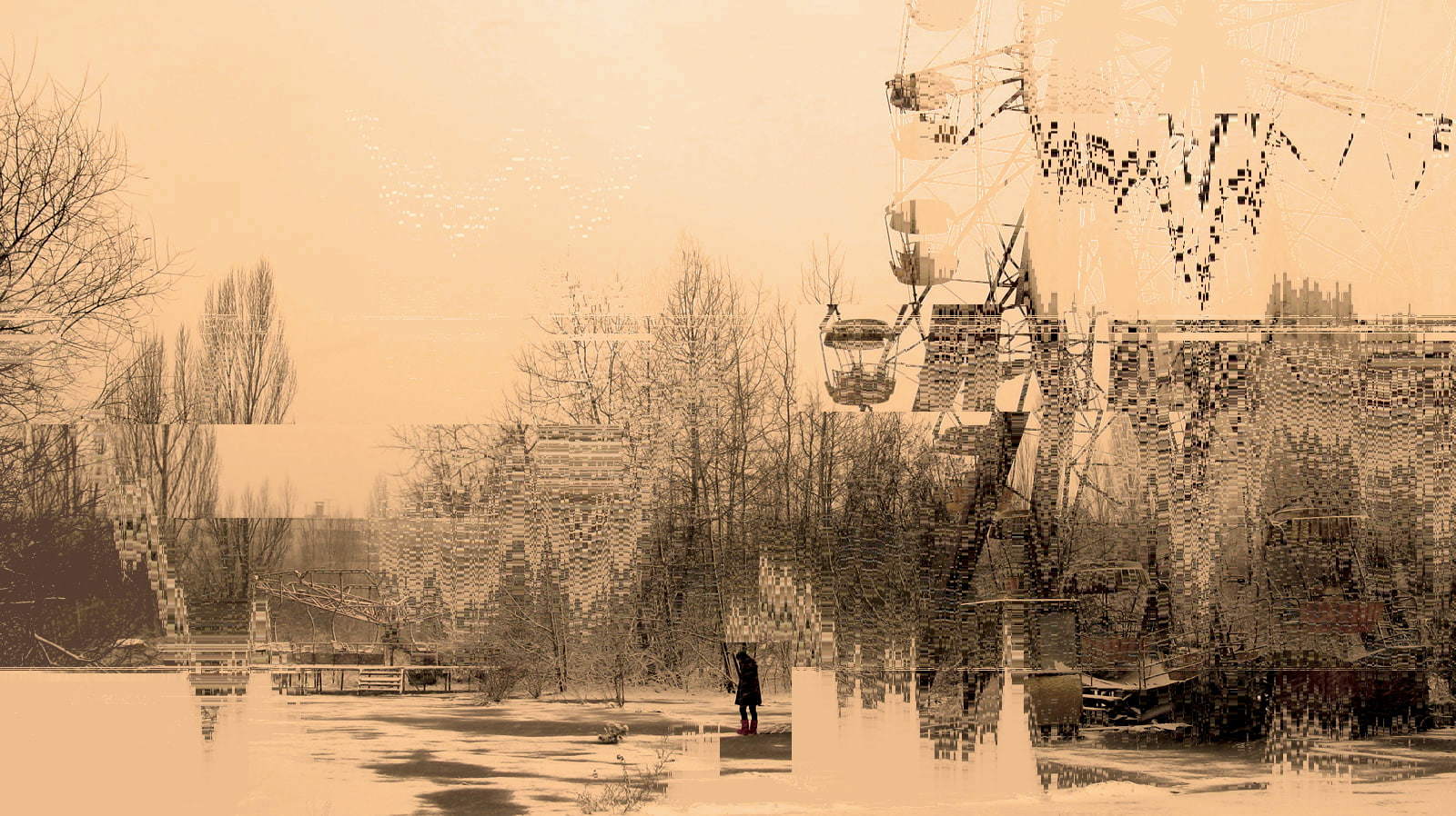 Satan, nature, glitch art, snow, water, tree, outdoors, architecture, pine tree, lake, land, cold temperature, scenics - nature, tranquil scene, sky, forest, HD Wallpaper