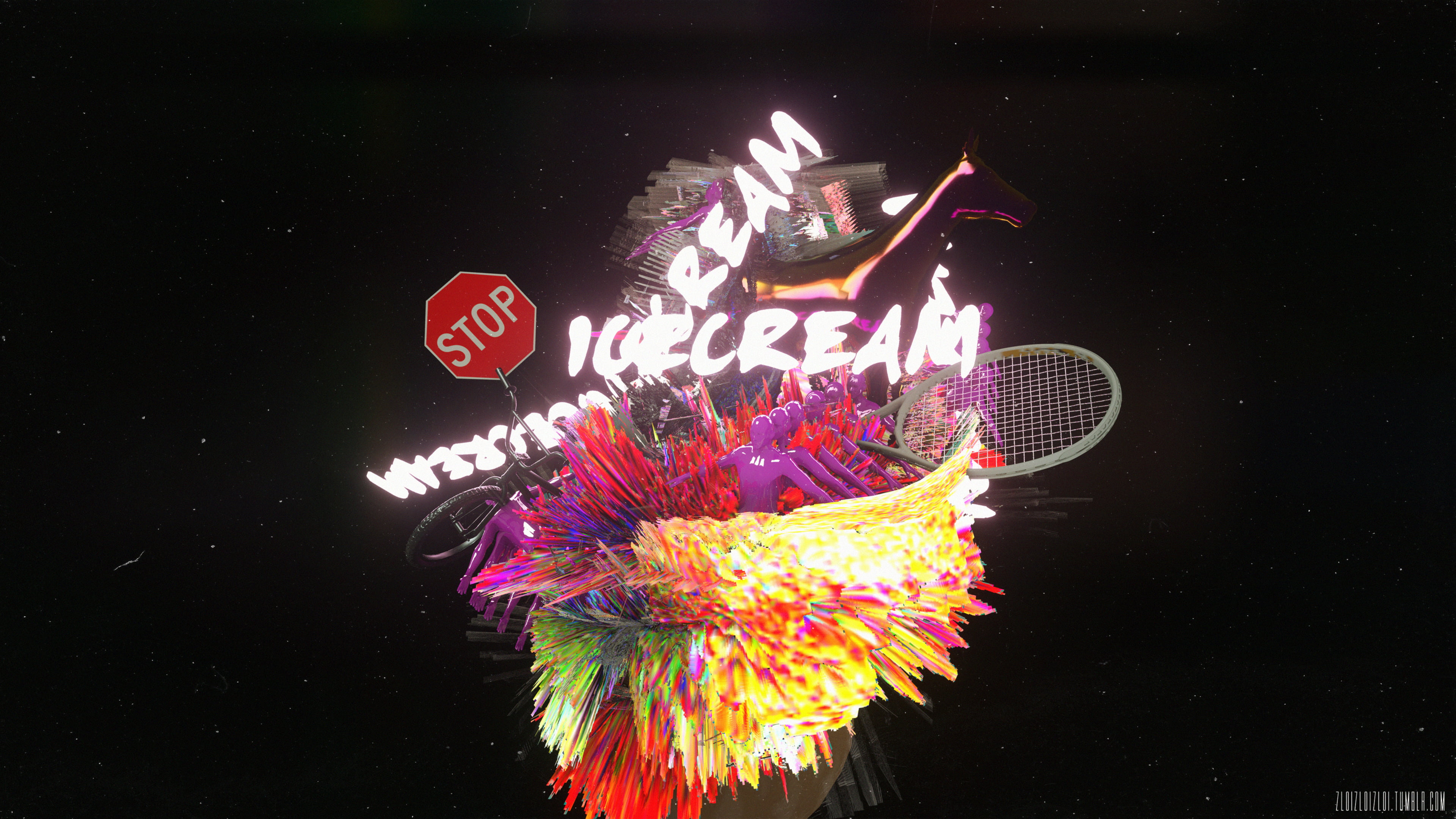 glitch art, webpunk, humor, Cinema 4D, 4K, 3D Abstract, LSD, psychedelic, HD Wallpaper