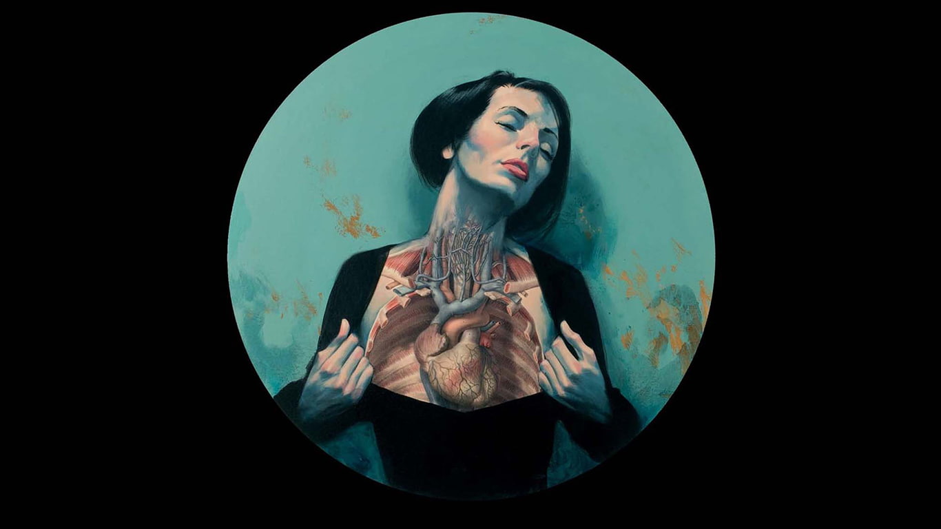 circle, heart, hd, digital/artwork, anatomy, brunette, 720P, drawing, HD Wallpaper