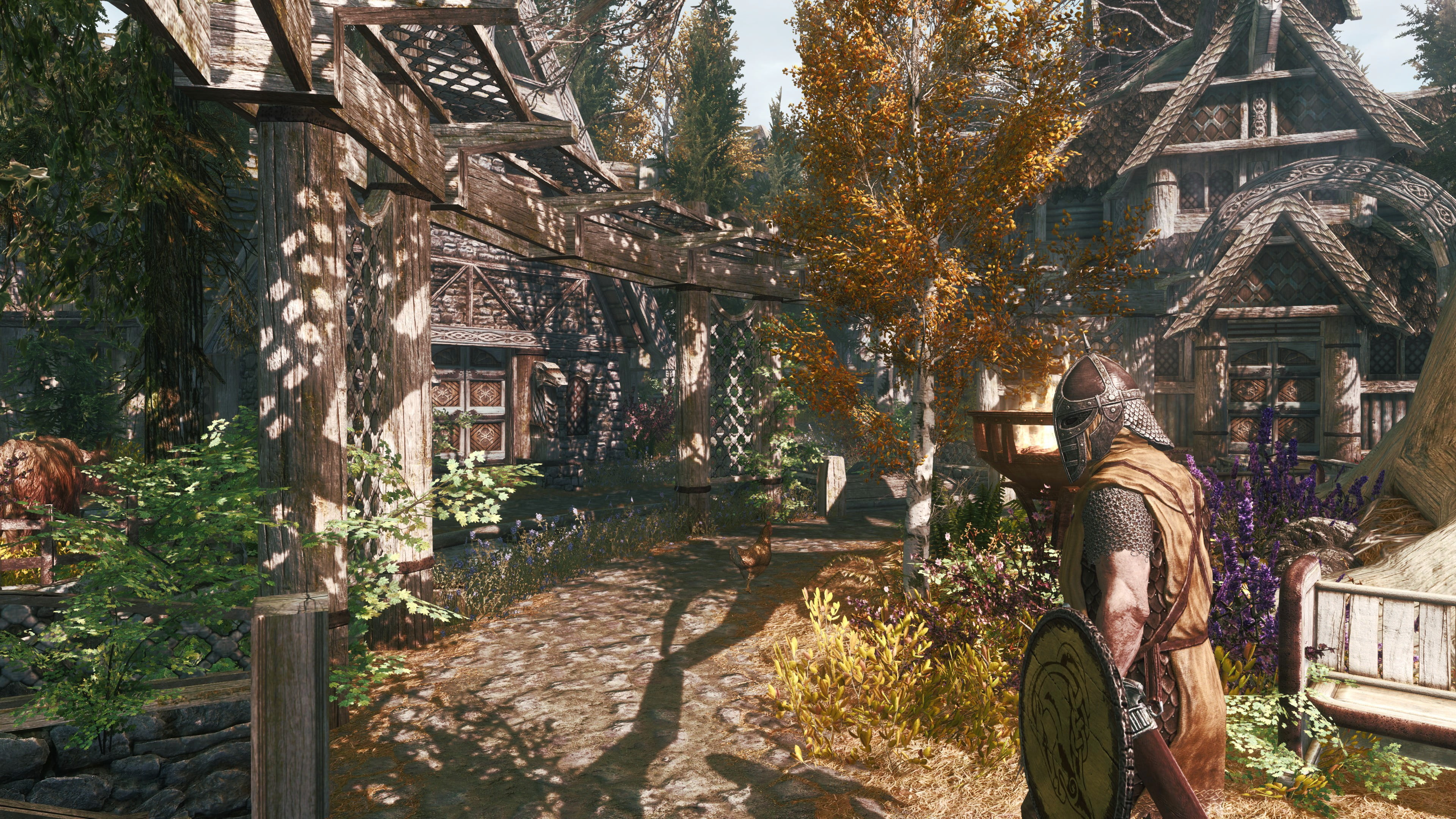  leisure activity, architecture, sunlight, one person, s, adult, tree, creed, men, plant, town, Game Mod, The Elder Scrolls V: Skyrim, place of worship, HD Wallpaper