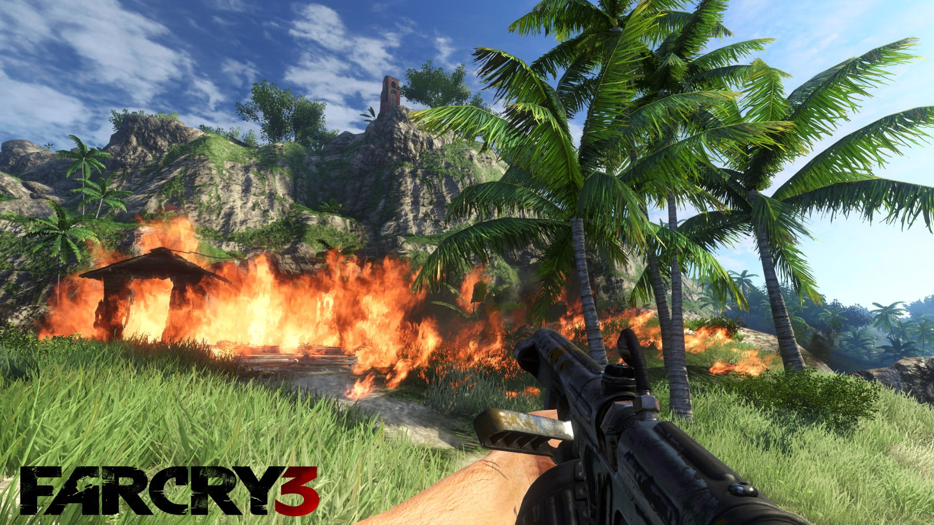 horror, 1farcry, sky, action, nature, plant, architecture, shooter, fighting, day, communication, heat - temperature, outdoors, tree, games, one person, HD Wallpaper