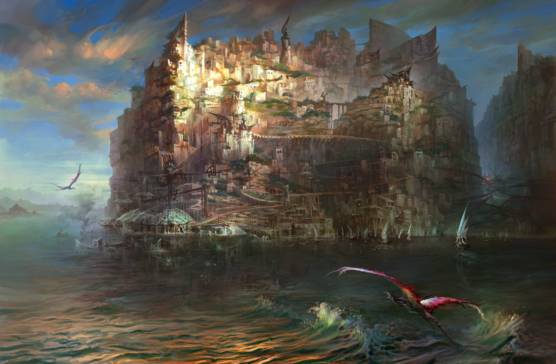 Creature, Torment: Tides Of Numenera, Video Game, City, Cliff, 1080P, HD Wallpaper