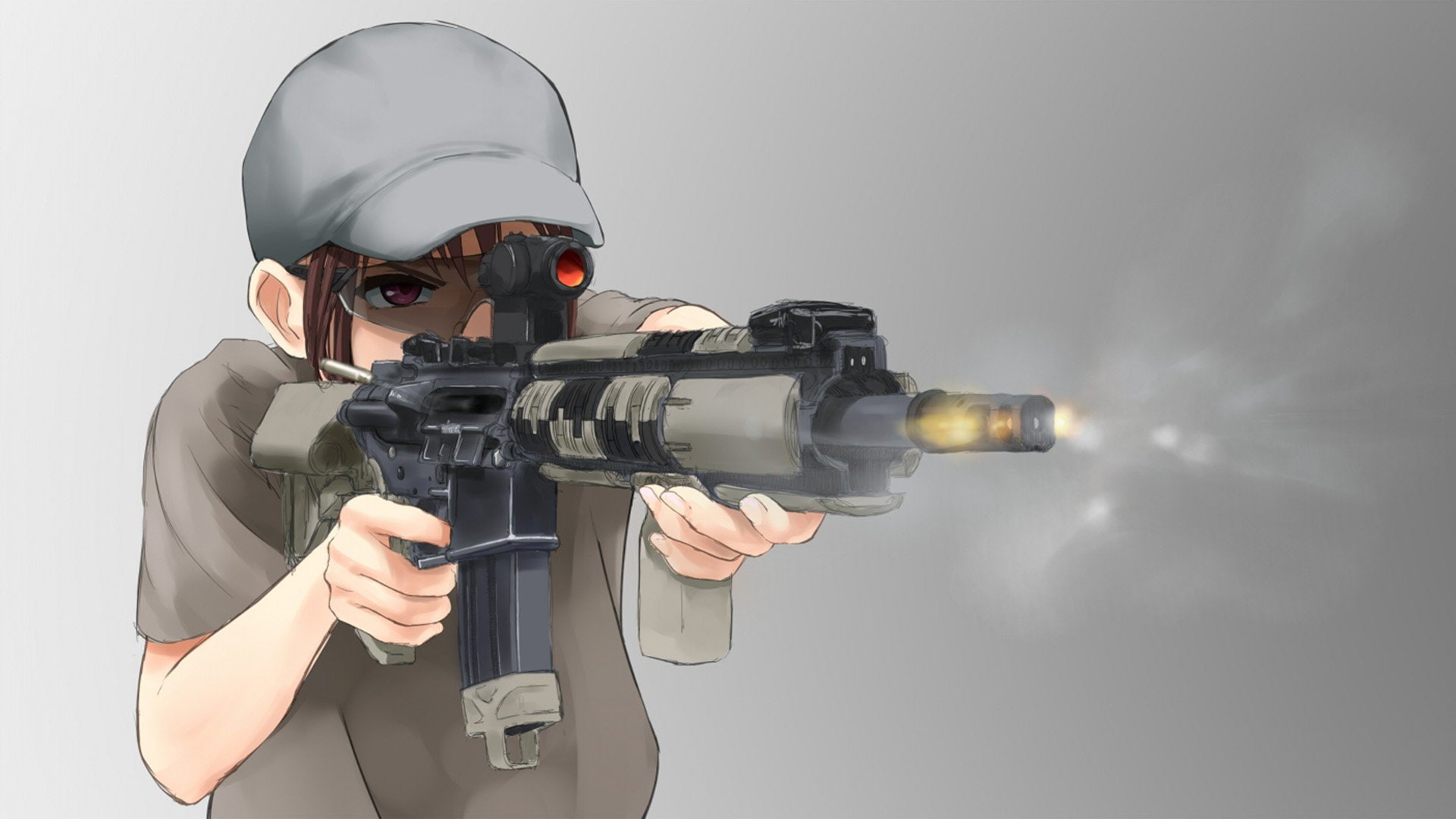 1080P, Girl, Weapon, Original, Hat, Heckler and Koch HK416, Gun, Anime, HD Wallpaper