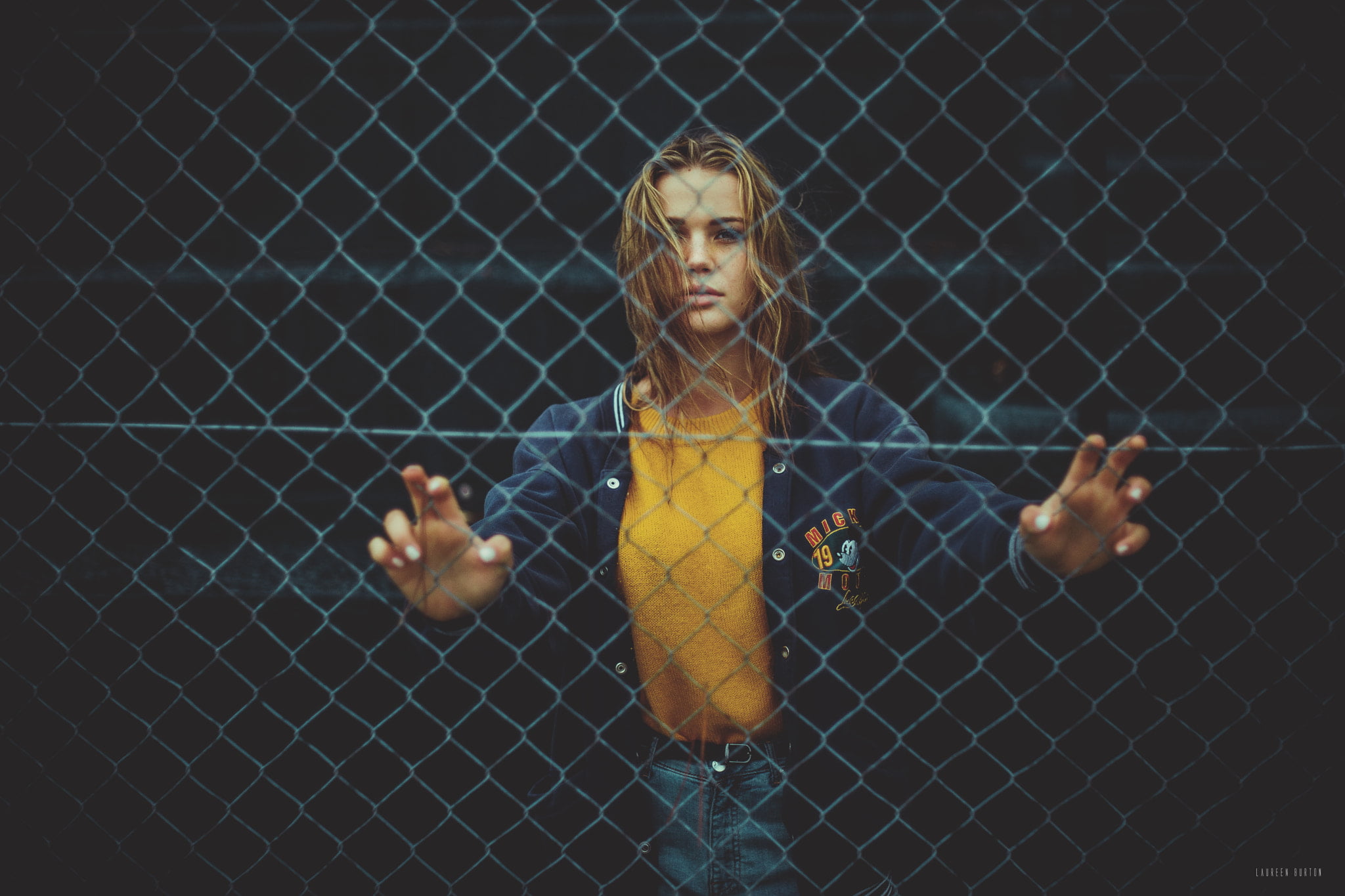 real people, blonde, men, close-up, full length, young adult, fence, blue clothing, day, denim, leisure activity, males, jacket, focus on foreground, casual clothing, HD Wallpaper
